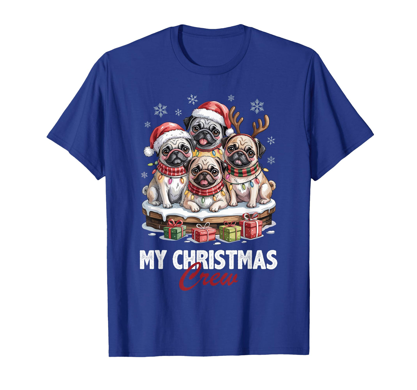 Pug Christmas Crew Funny Dog Lovers Holiday Pajama T-Shirt