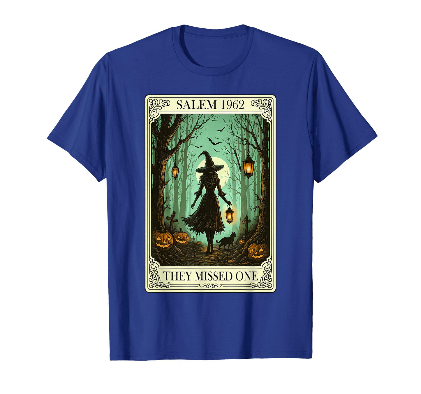 Salem 1692 Halloween Witch They Missed One Tarot Card Men T-Shirt