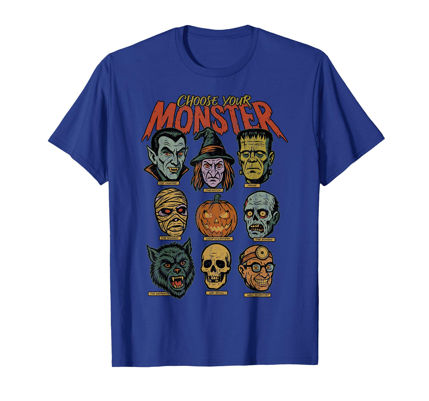 Retro Halloween Monsters Video Game Vampire Witch Pumpkin T-Shirt