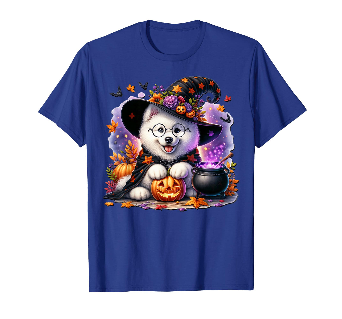Samoyed in Witch Dog Halloween Costume for Samoyed Dog Mom T-Shirt