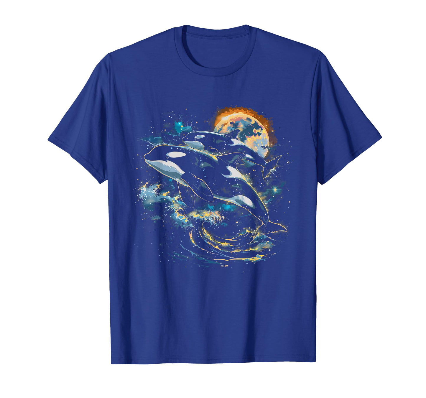 Orca In Space, Planets, Stars, Wall Lovers T-Shirt