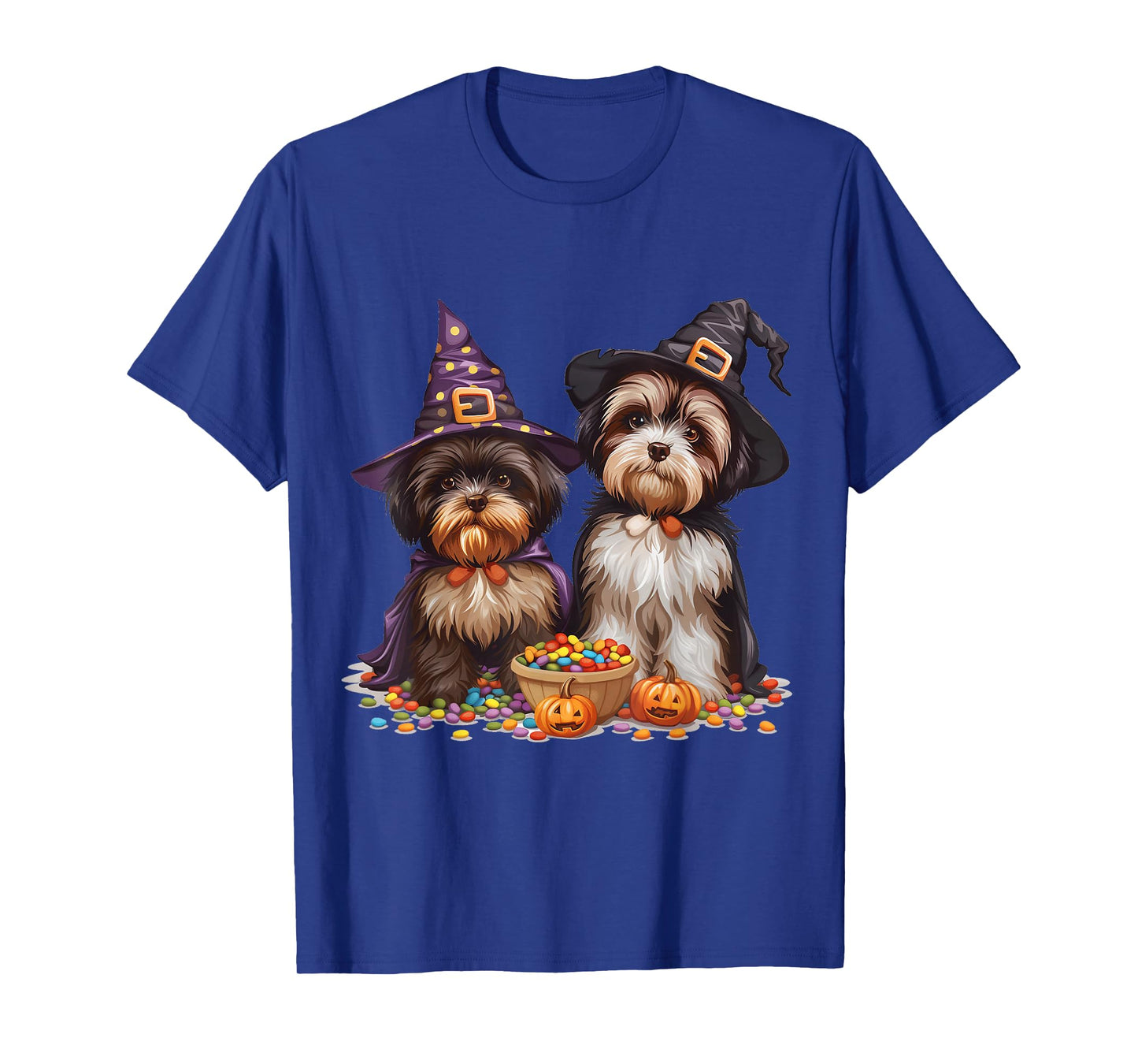 Cute Shih Tzu Dogs Halloween Candy Witch Dog Jack O Lantern T-Shirt