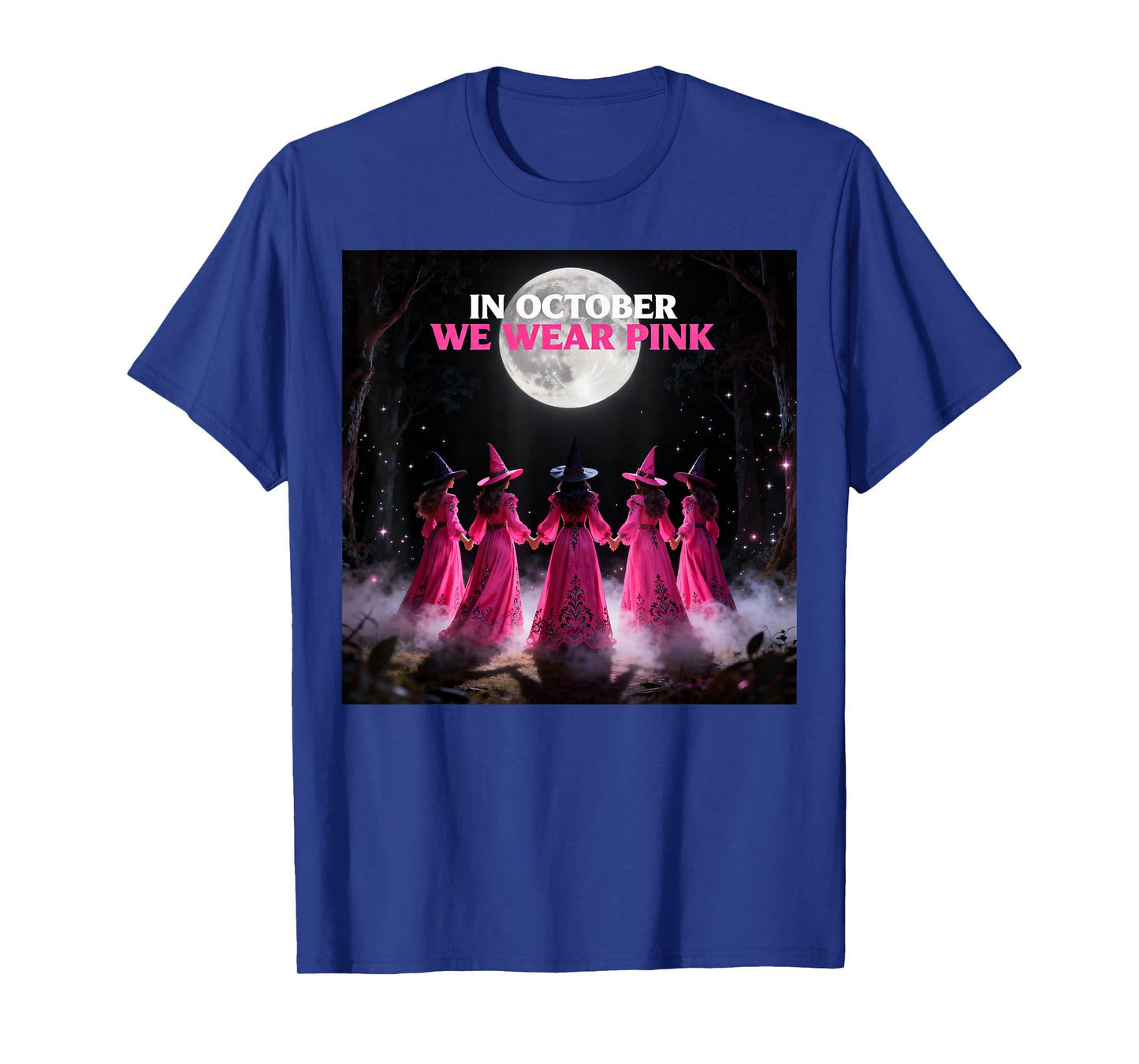 Halloween Breast Cancer Witch in October We Wear Pink T-Shirt