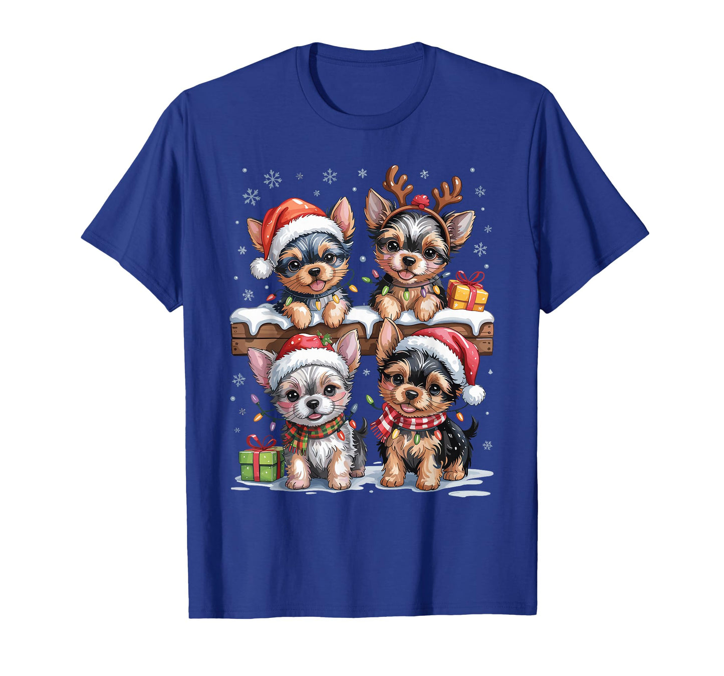 Cute Yorkshire Terrier Christmas Puppies Dog Lovers Holiday T-Shirt
