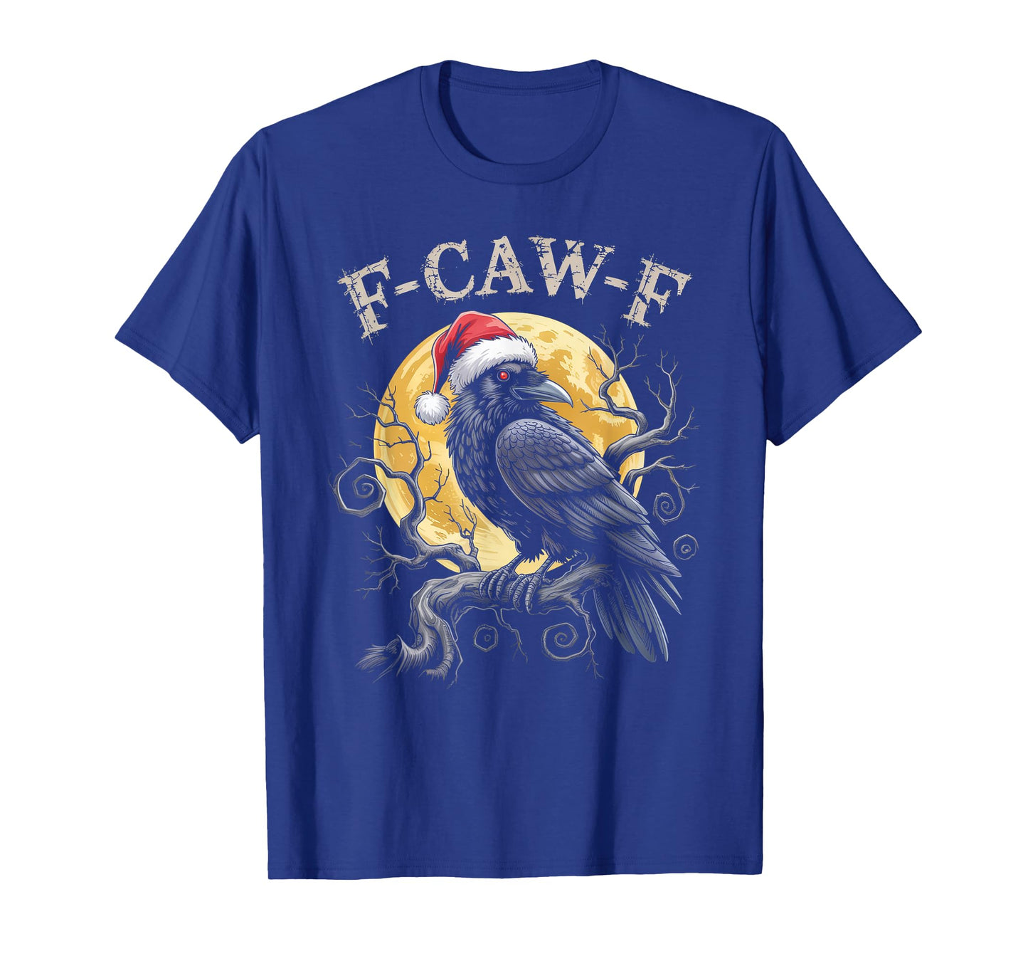 Funny Crow F-CAW-F Black Bird, Gothic Christmas Santa Hat T-Shirt