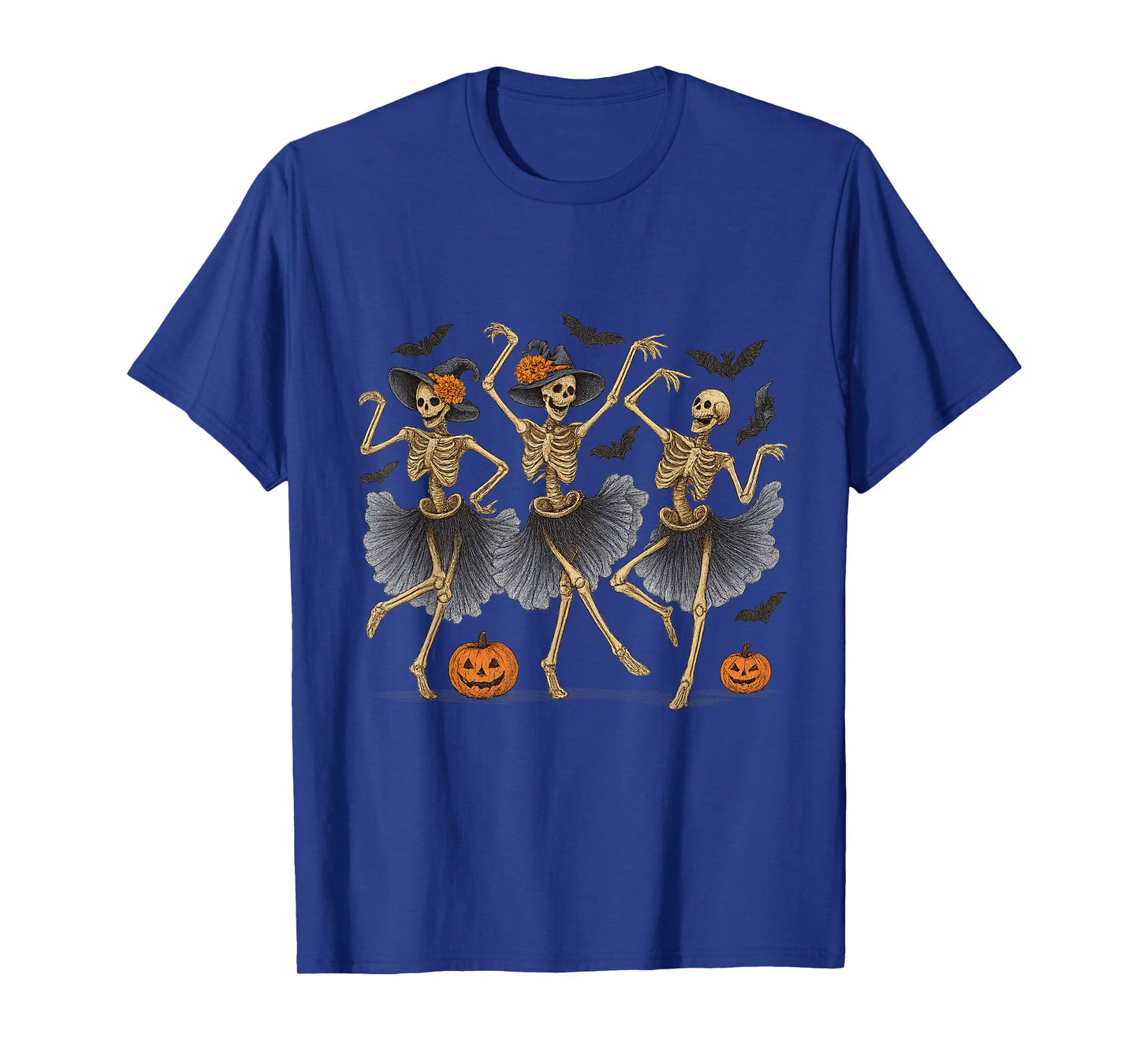 Dancing Skeletons Halloween Witch Hat Funny Costume T-Shirt