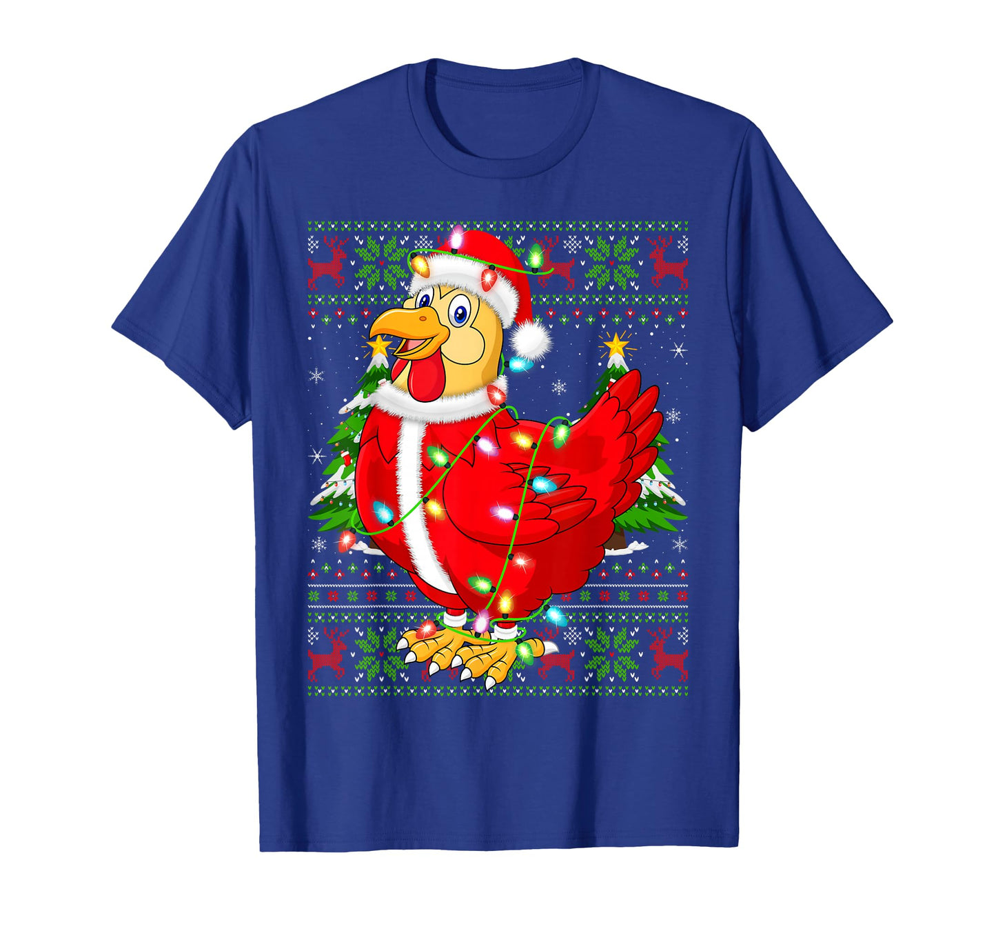 Chicken Christmas Lights Santa Costume Ugly Xmas Sweaters T-Shirt