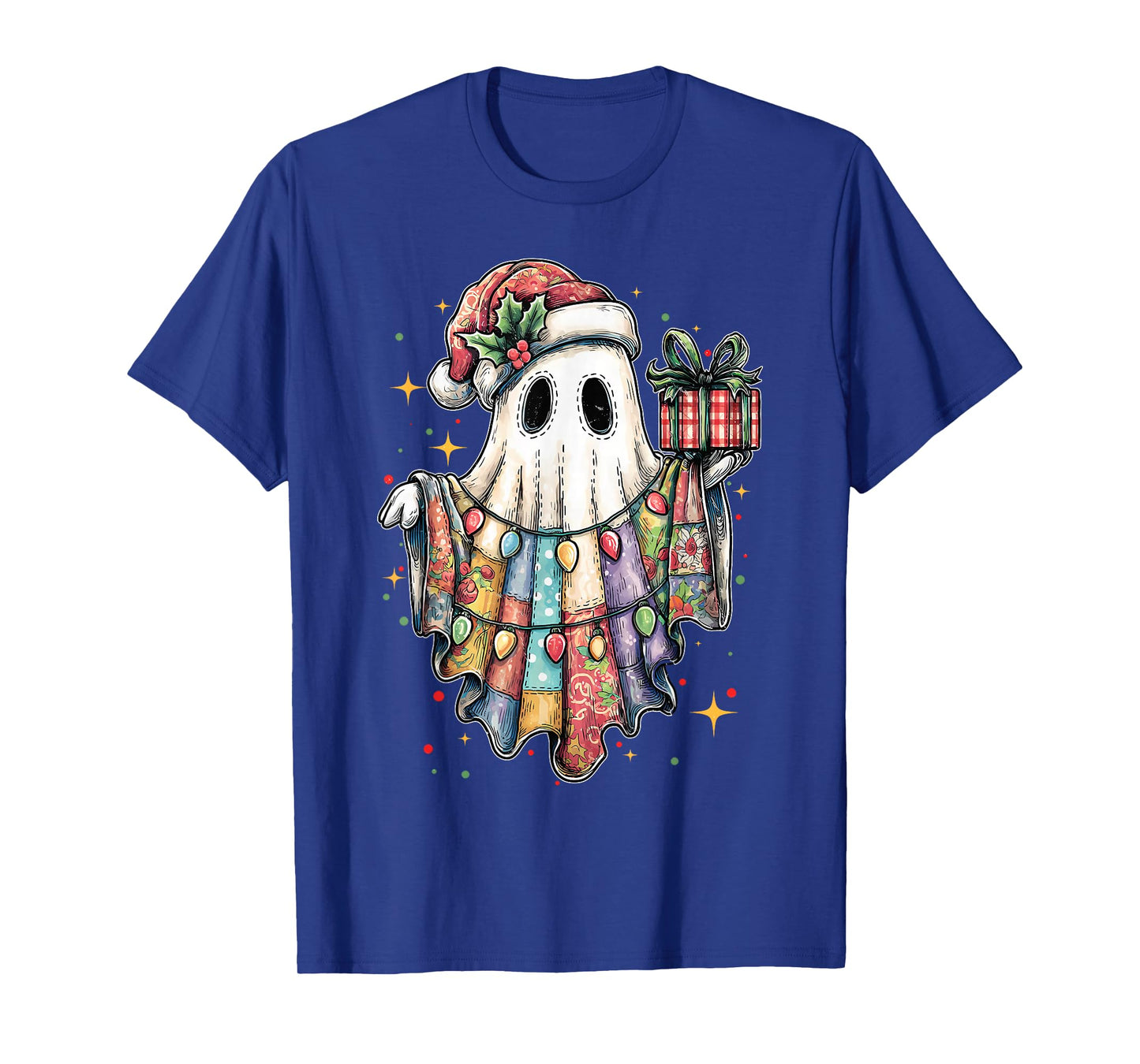 Patchwork Ghost Boo Preppy Girly Christmas Xmas Holiday Kids T-Shirt