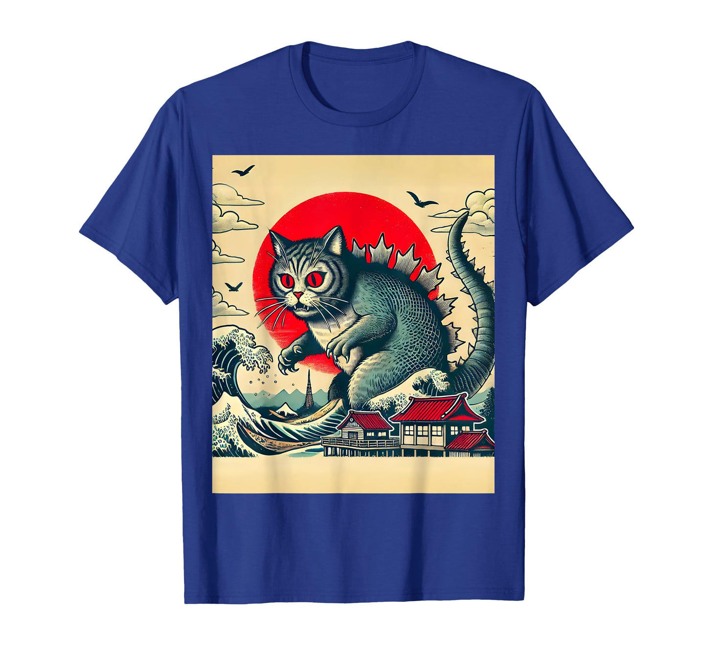 Catzilla Cat Retro Vintage Japanese Kaiju Funny Cat Monster Men Women Girls Kids T-Shirt