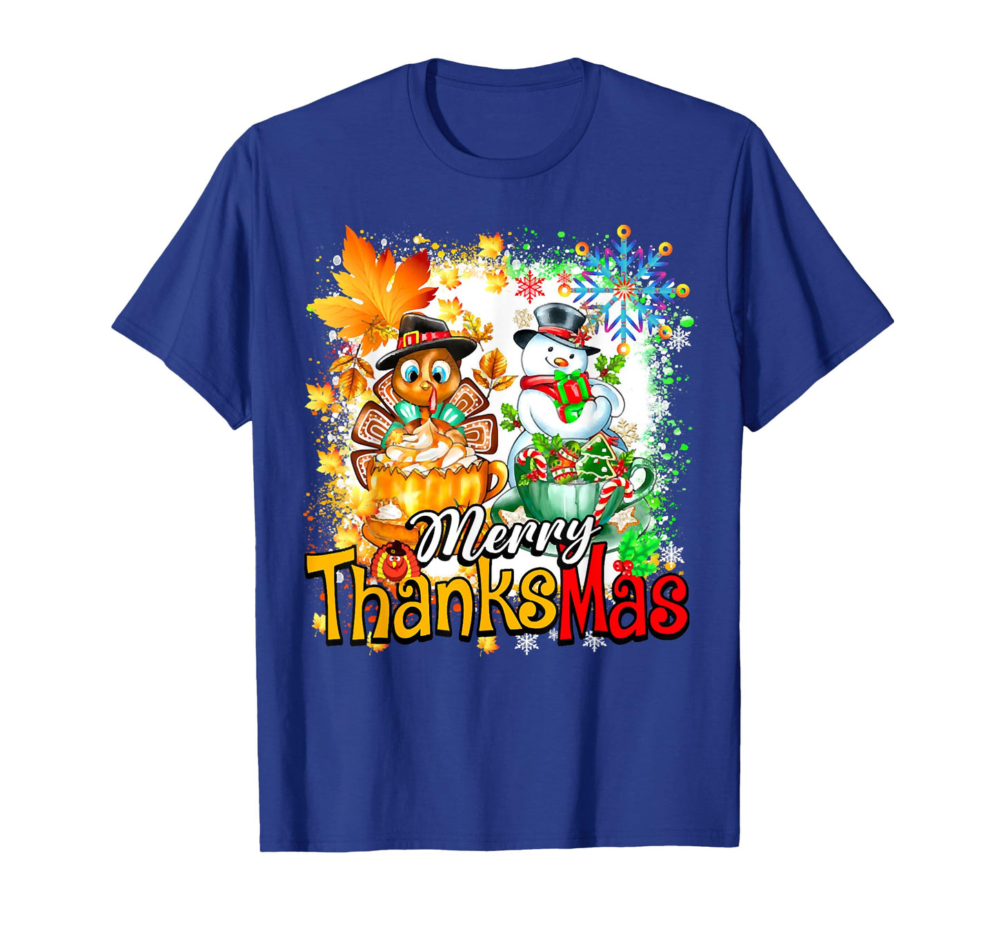 Merry Thanksmas, Turkey Snowman Coffee Latte Cup,Fall Season T-Shirt