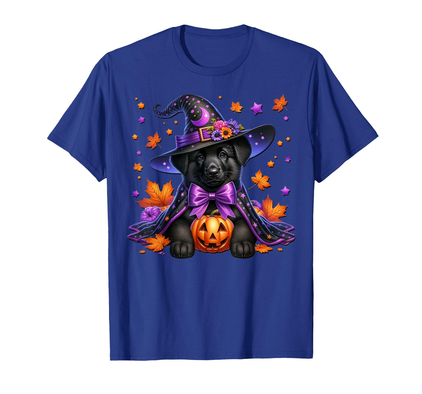 Witchy Halloween Graphic for Women with Labrador Retriever T-Shirt