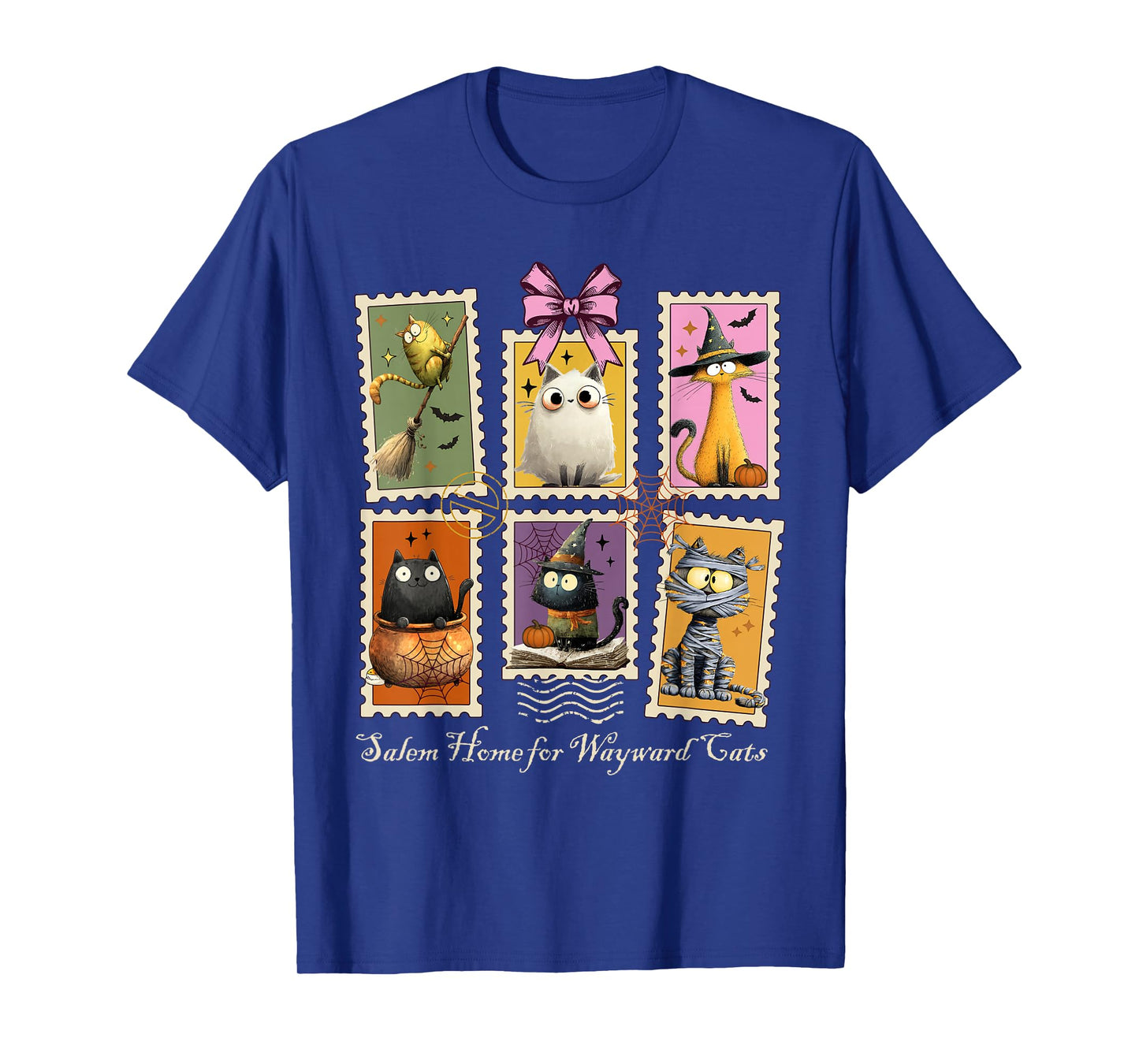 Witch Salem Wayward Black Cats 1692 Halloween Postage Stamp T-Shirt