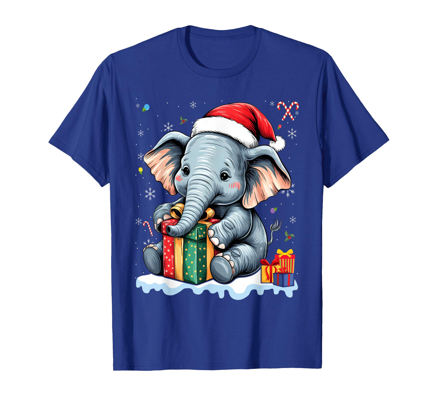 Christmas Elephant Pajamas in Santa Hat Women Kids T-Shirt