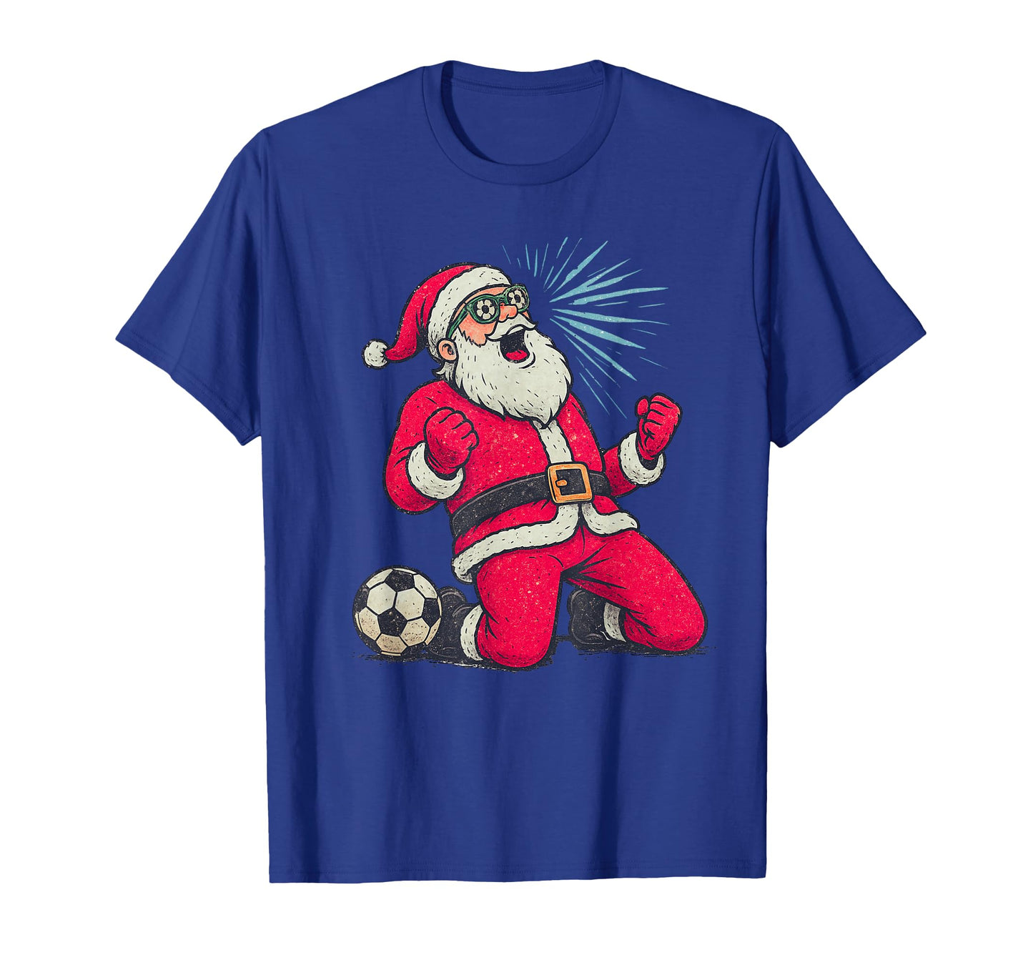 Santa Playing Soccer Christmas Vintage Funny Xmas Holiday T-Shirt