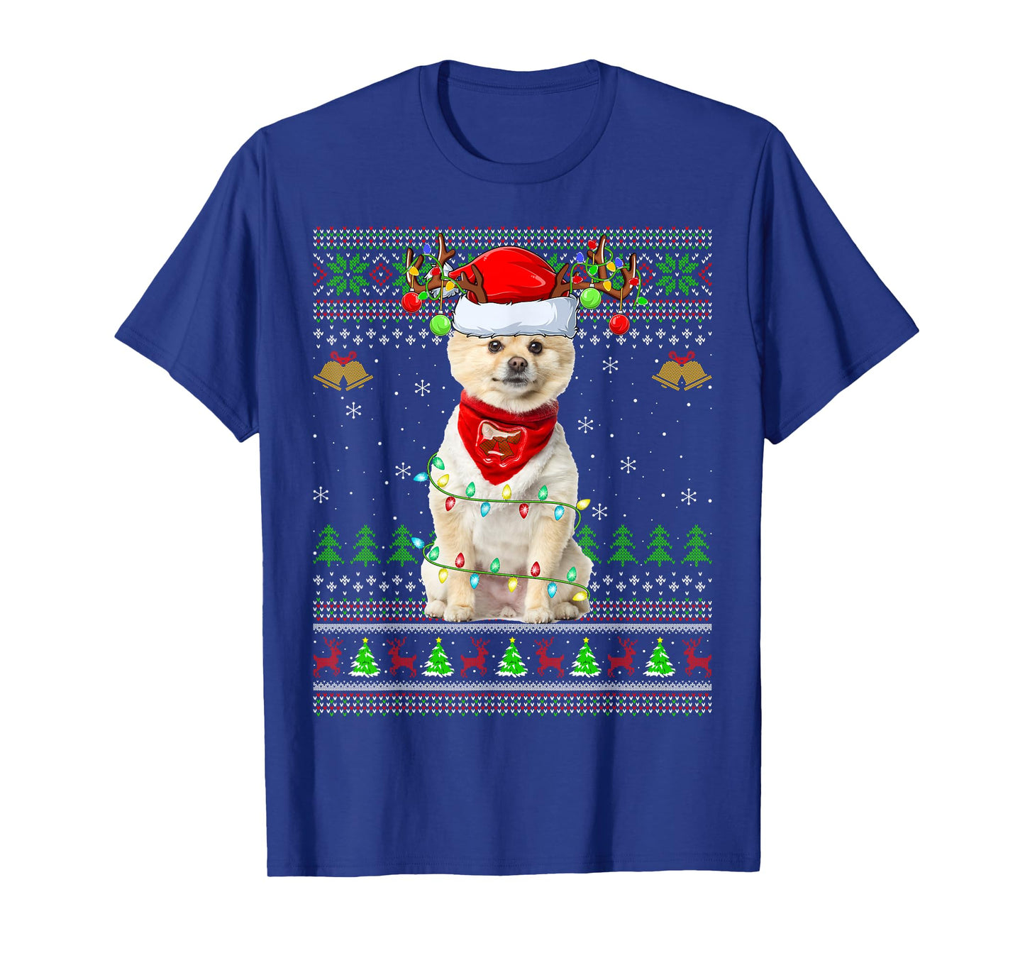 Pomeranian Dog Ugly Christmas Sweaters Holiday Santa Xmas T-Shirt