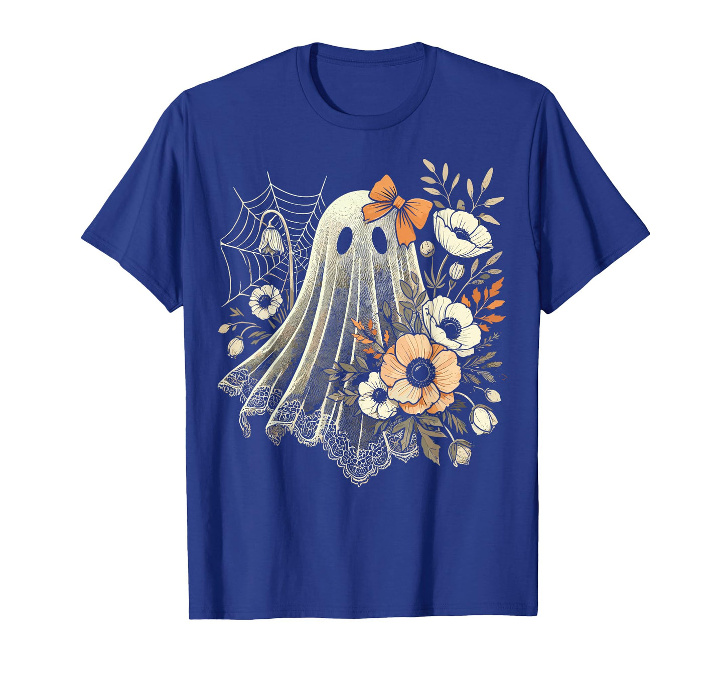 Halloween Ghost with Flowers Vintage T-Shirt