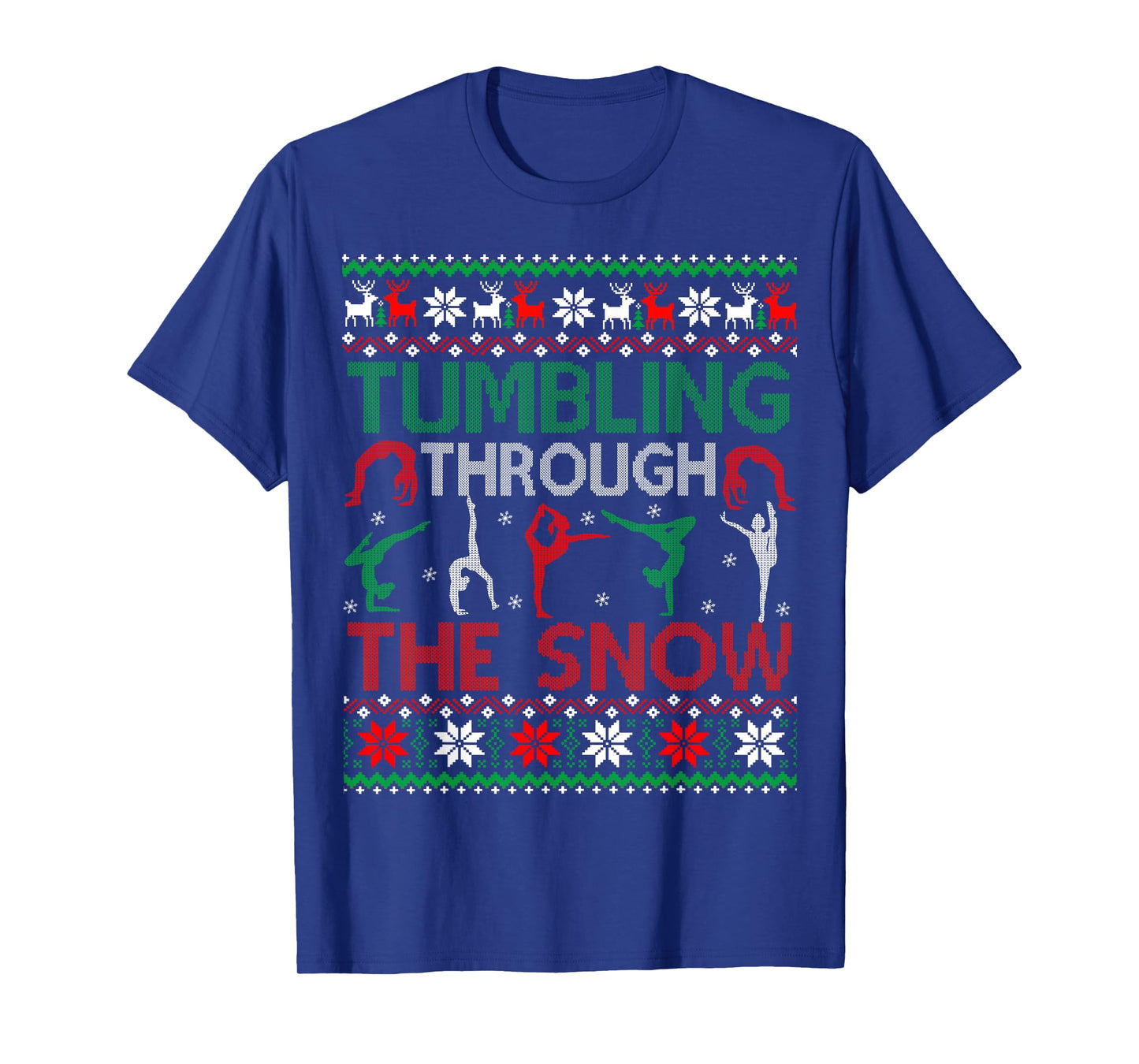 Tumbling Gymnastics Ugly Christmas Sweater Party T-Shirt