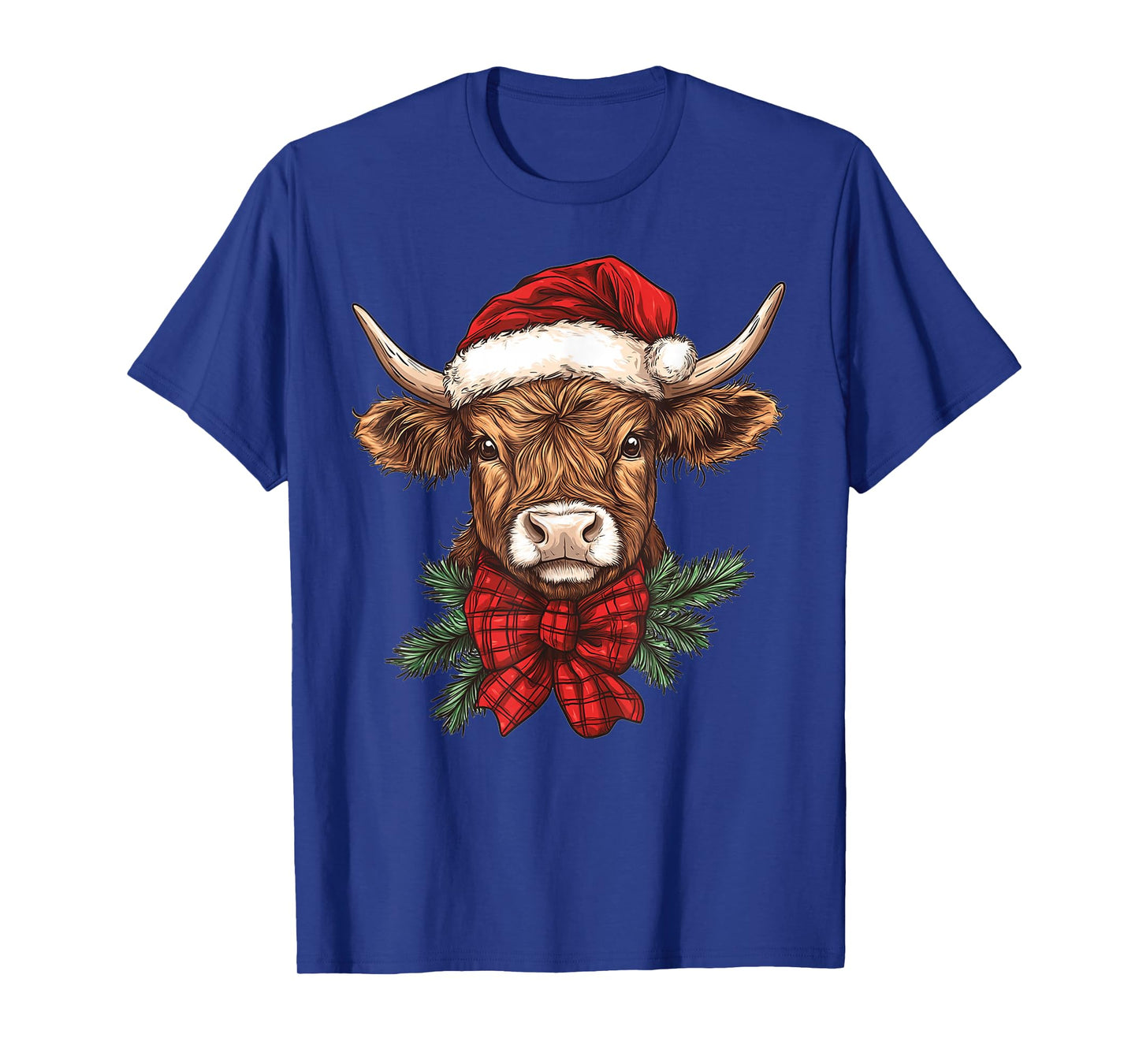 Highland Cow Christmas Santa Hat Mooey Xmas Heifer Pajamas T-Shirt