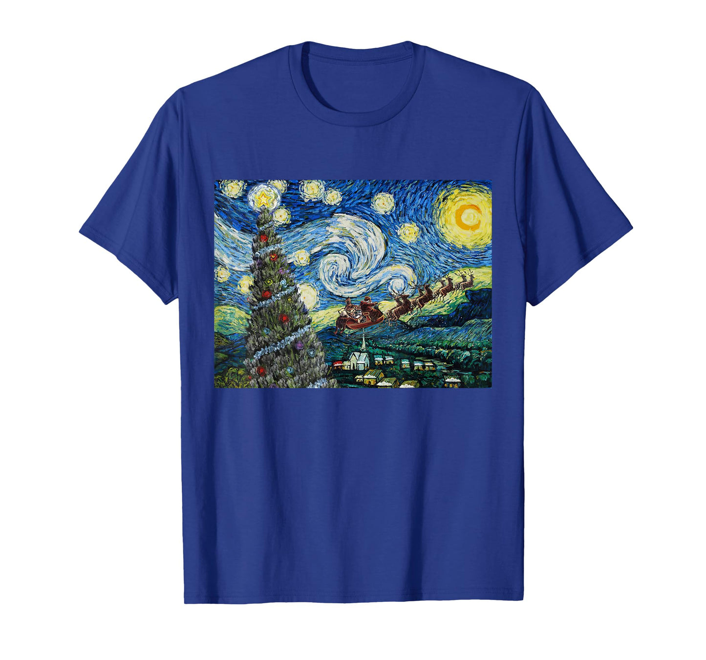 Funny Christmas Tree Van Gogh Starry Night Xmas Art Gifts PJ T-Shirt