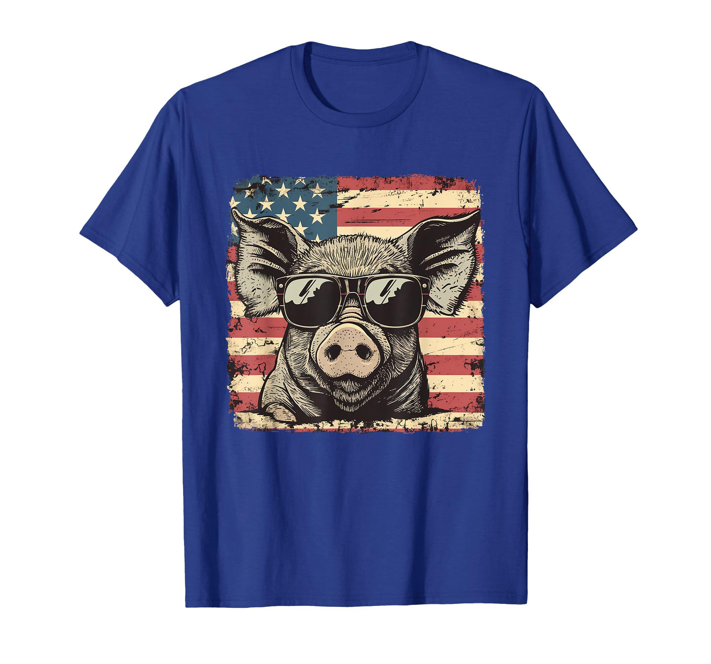 USA Flag Patriotic Pig Art Theme Independence Day T-Shirt