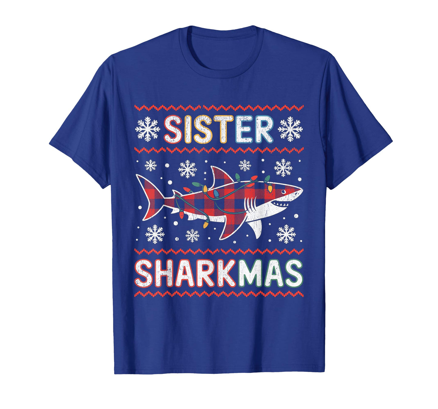 Sister Sharkmas Funny Shark Santa Hat Ugly Christmas Sweater T-Shirt