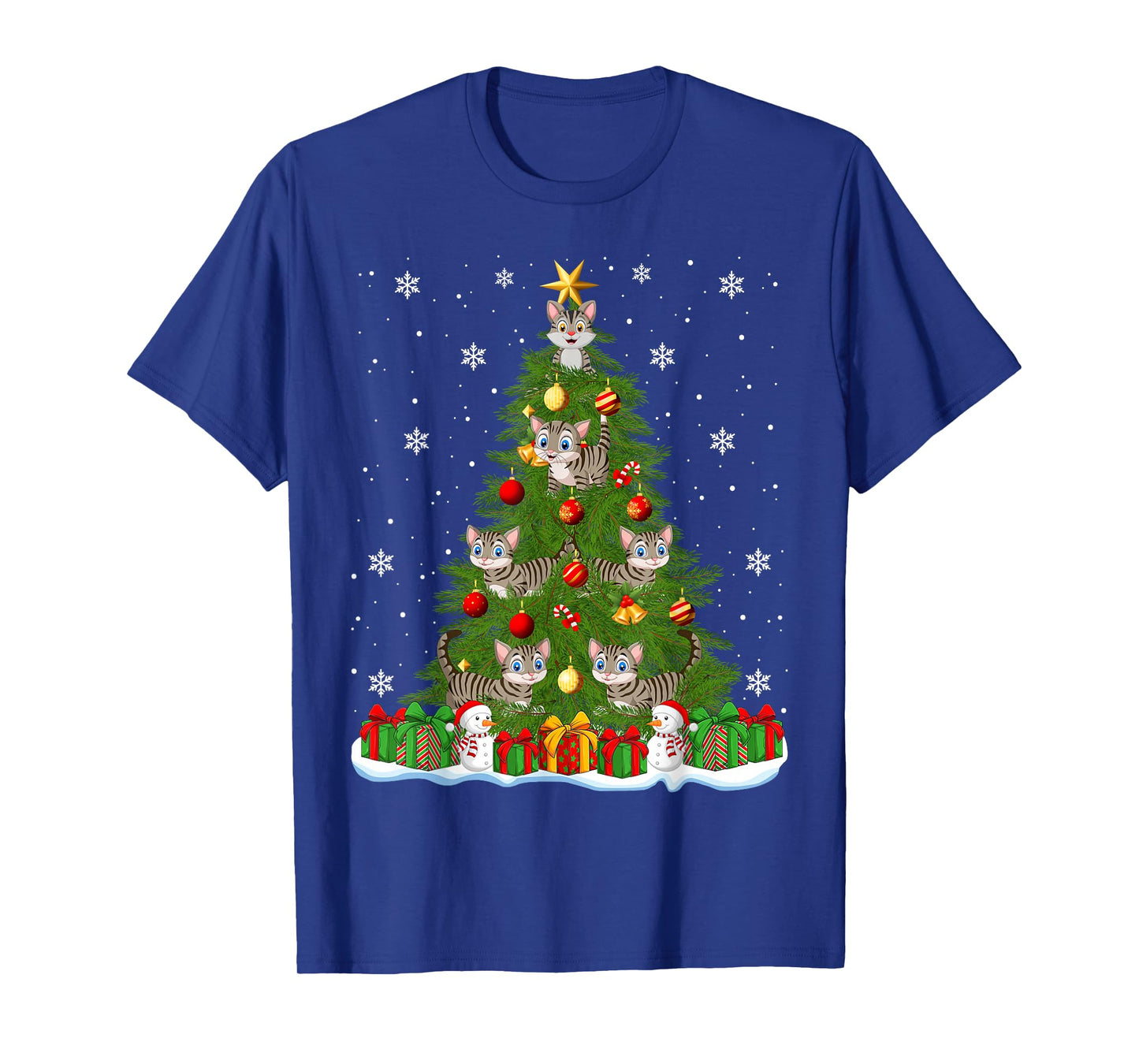 Cats Christmas Tree Holiday Decor Funny Cat Xmas Lights T-Shirt
