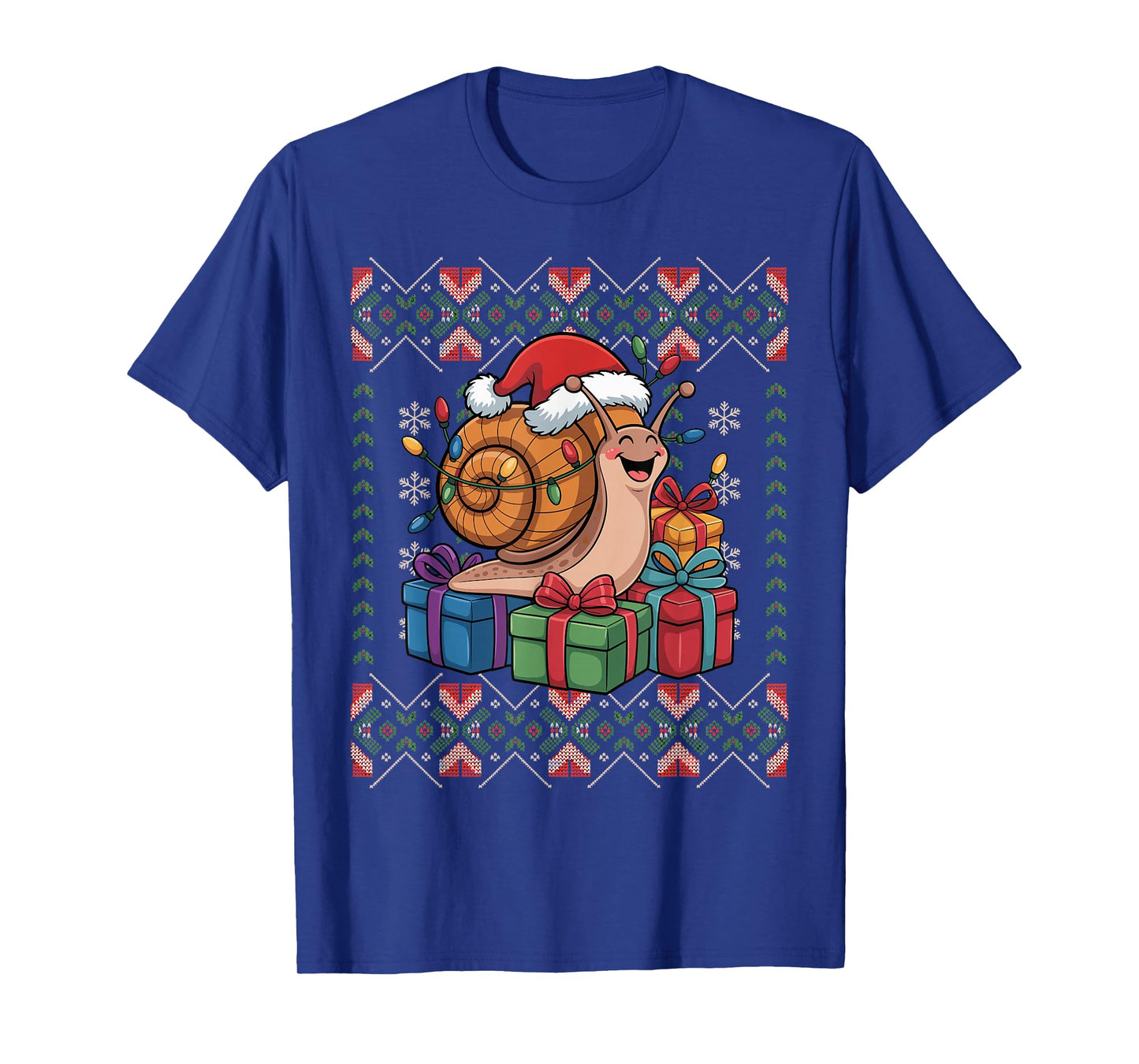 Santa Snail Christmas Ugly Sweater Funny Holiday Pajamas T-Shirt