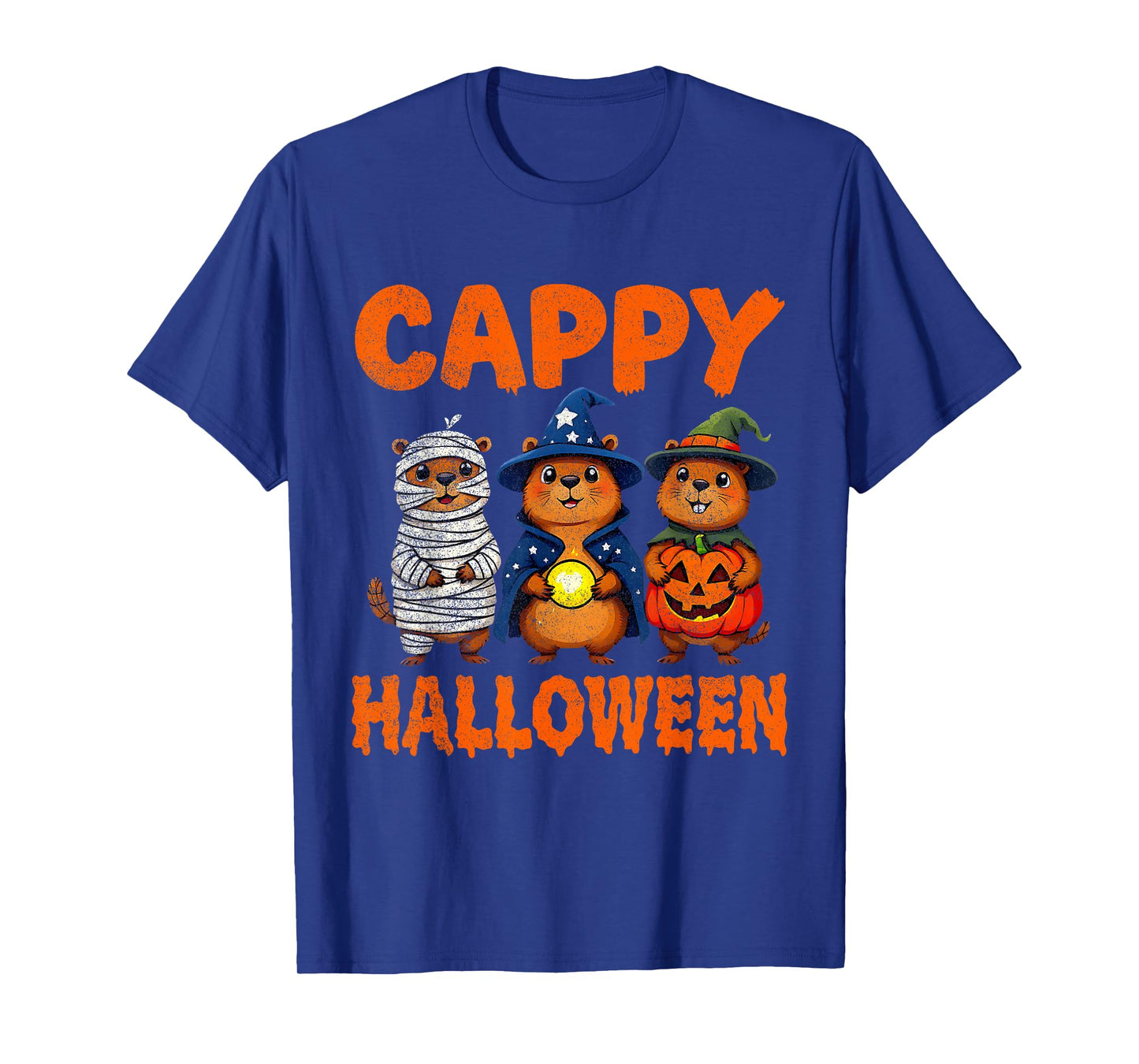 Cappy Halloween Funny Capybara Ghost Witch Pumpkin Spooky T-Shirt
