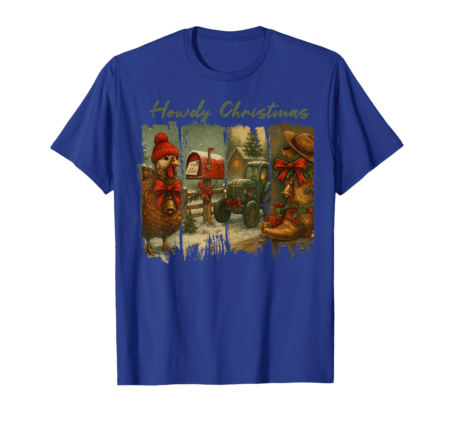 Retro Howdy Christmas Cowboy Boot Santa Western Country Xmas T-Shirt