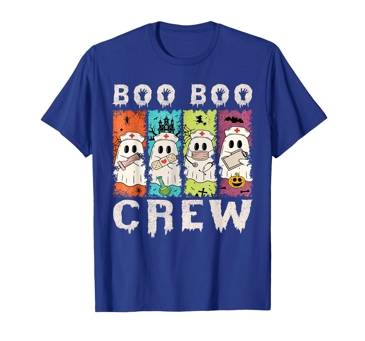 Boo Boo Crew Nurse Ghost Scrub Top Nursing Halloween Costume T-Shirt