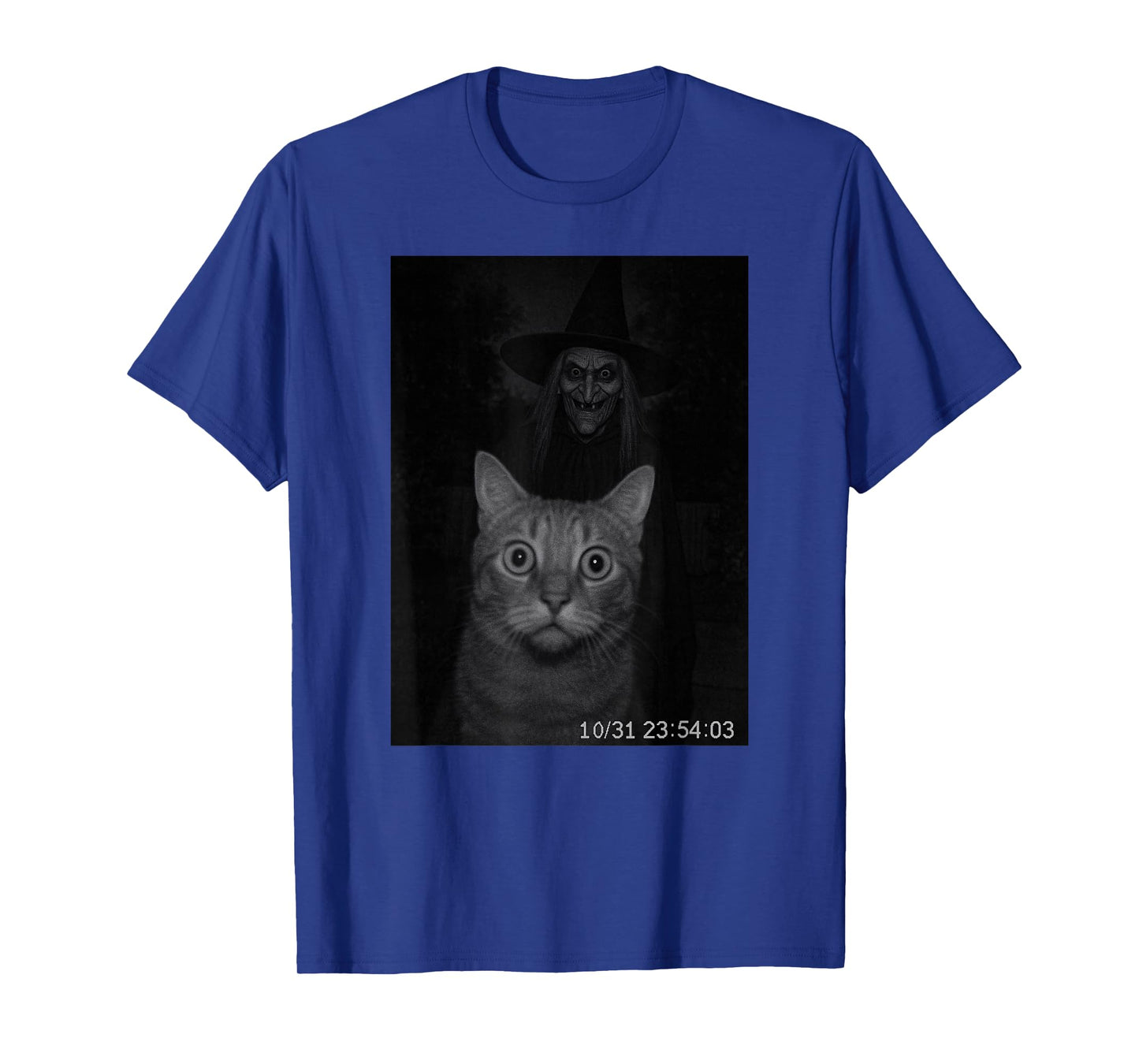 Funny Cat On Security Camera with Witch Halloween T-Shirt