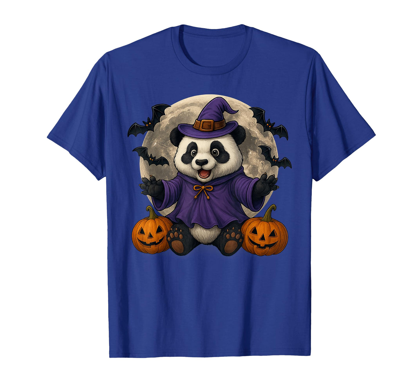 Panda Pumpkin Hat Witch Funny Halloween Boys Girls Kids T-Shirt