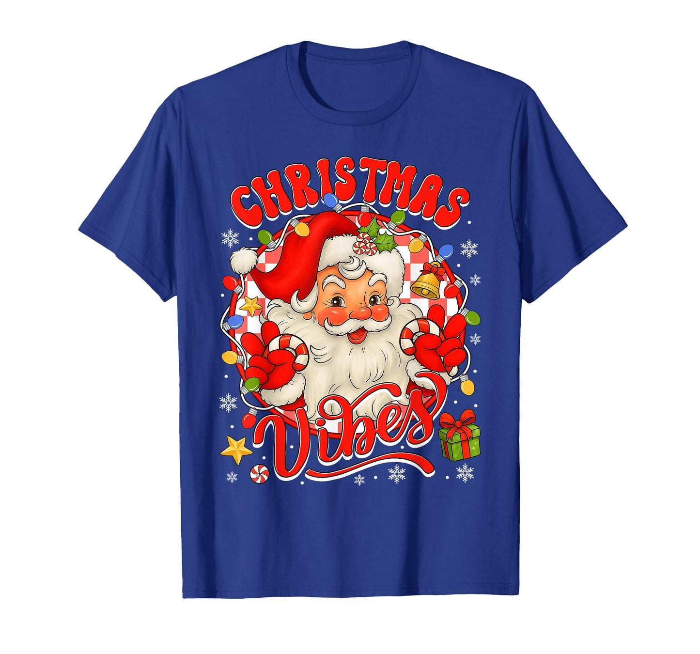 Vintage Santa Claus Christmas Vibes Pajamas Xmas Women Girls T-Shirt