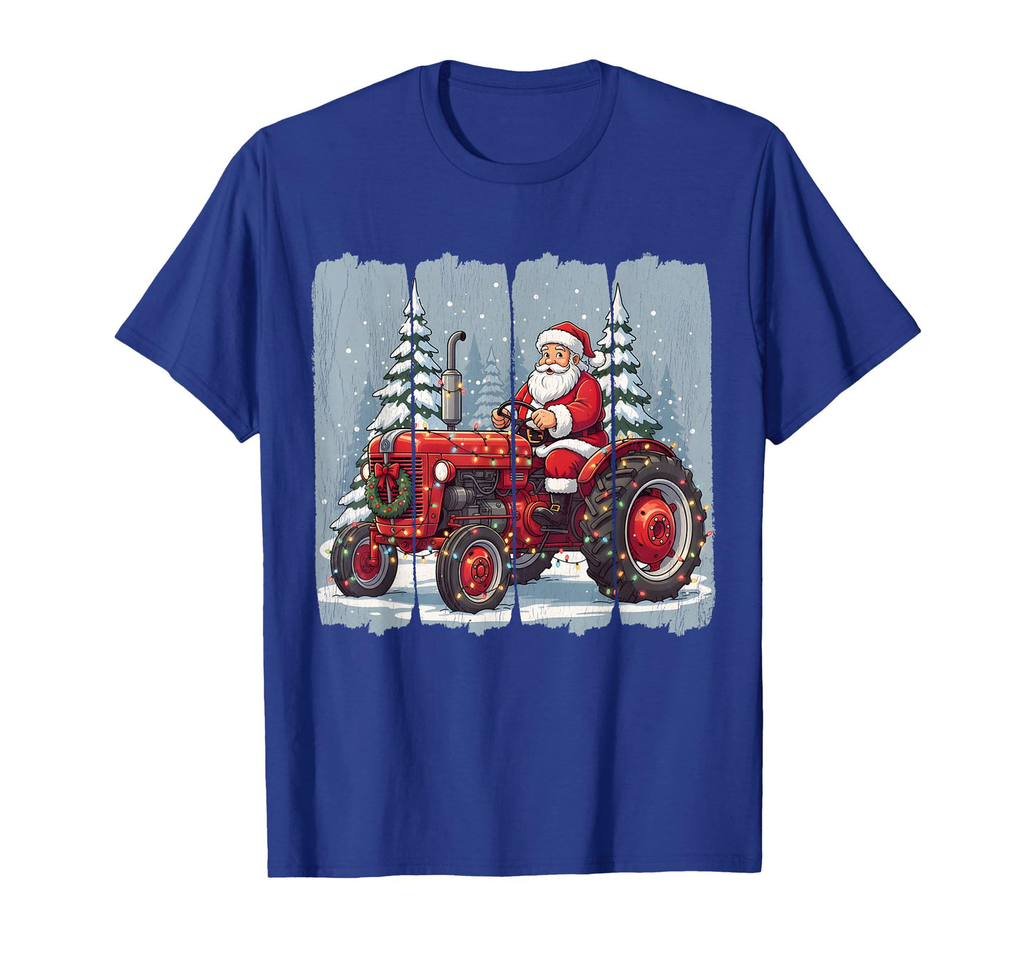 Santa Claus Tractor Christmas Farmer Brushstroke Retro T-Shirt