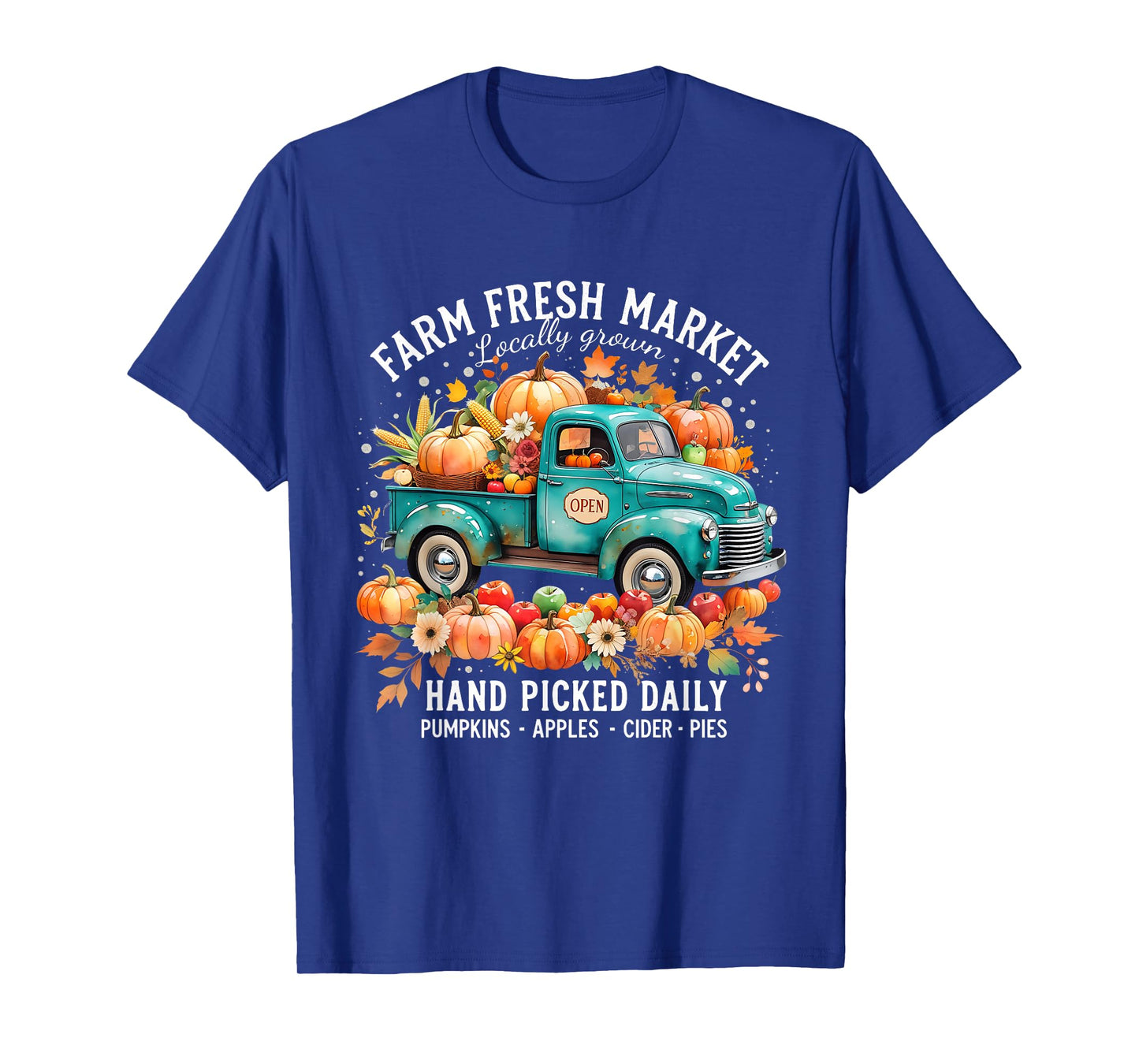 Farm Fresh Market Vintage Truck Pumpkin Fall T-Shirt