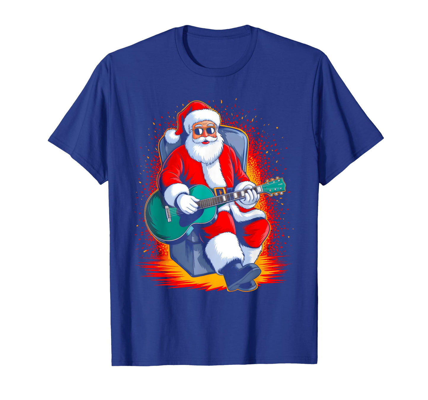 Guitar Classic Santa Playing Drums Funny Christmas Xmas T-Shirt
