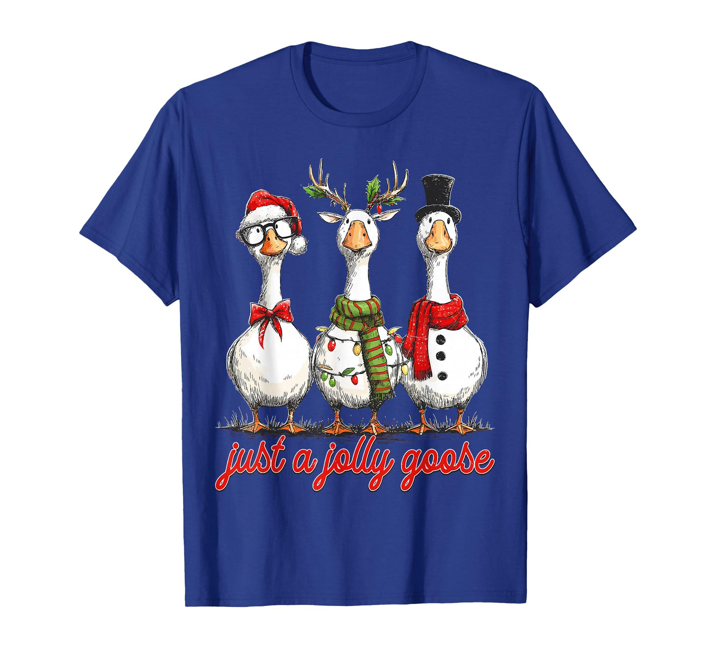 Vintage Christmas Silly Goose Santa Reindeer Men Women Kids T-Shirt