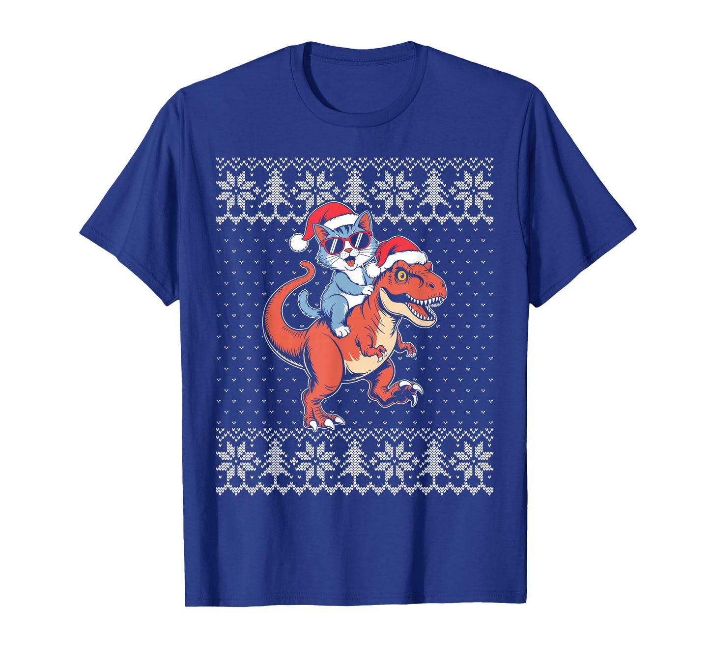 Cat Riding t rex Dinosaur Ugly Sweater, Cool cat Sunglasses T-Shirt
