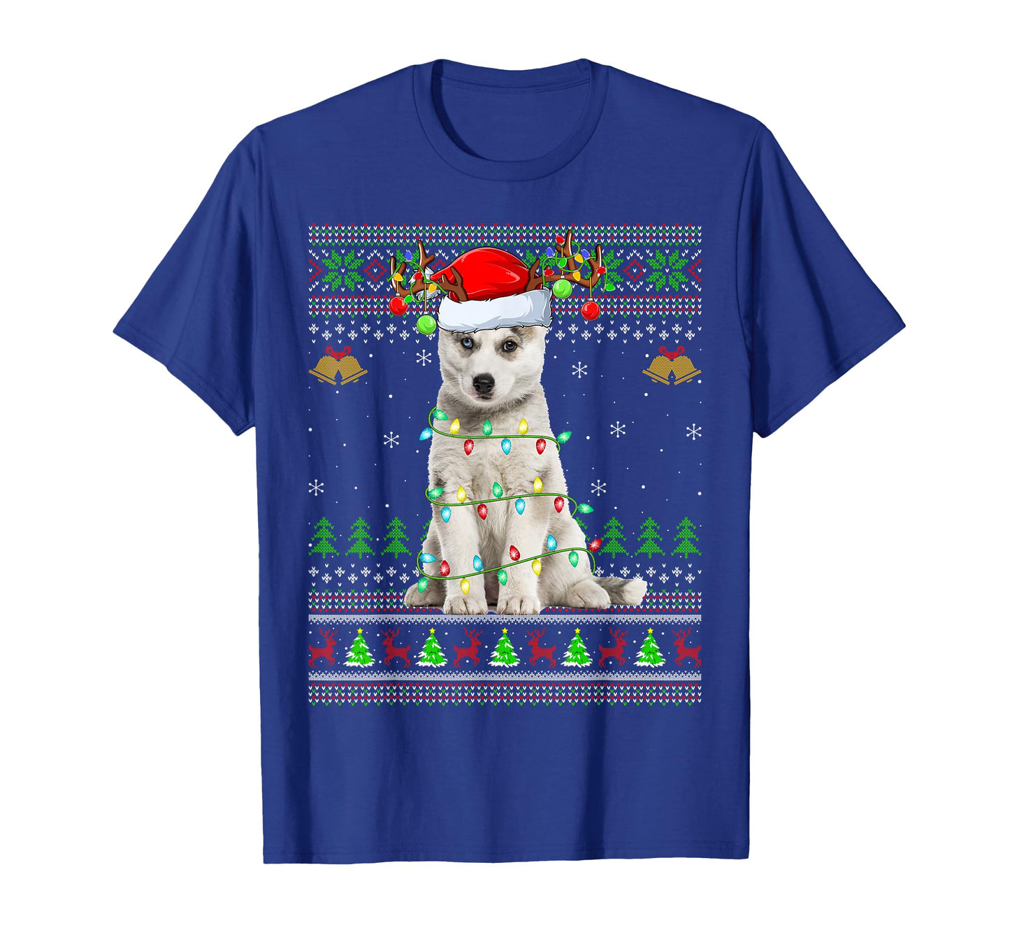 Siberian Husky Dog Ugly Christmas Sweater Holiday Santa Xmas T-Shirt