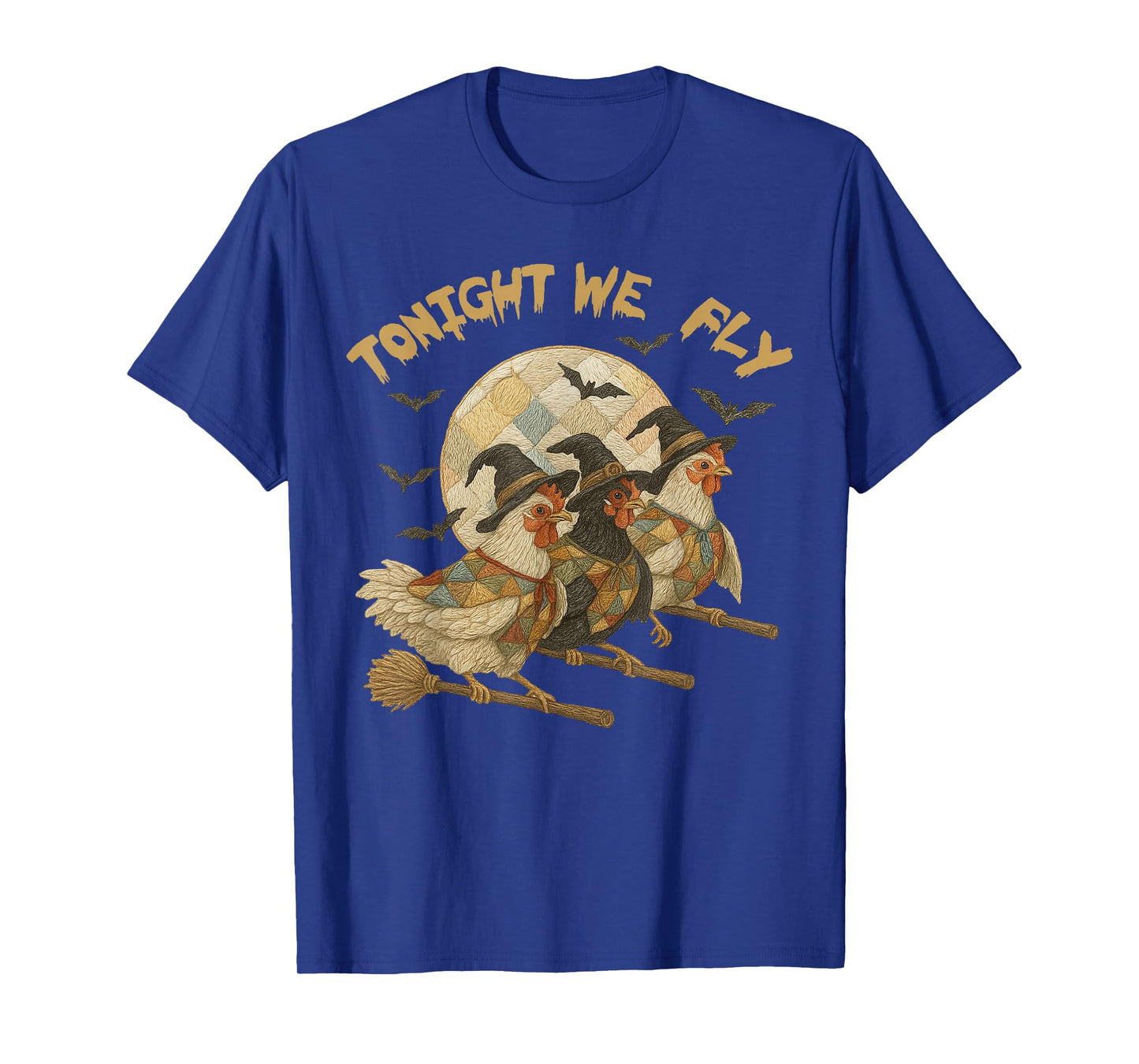 Funny Witch Chicken Moon Tonight We Fly Halloween Costume T-Shirt