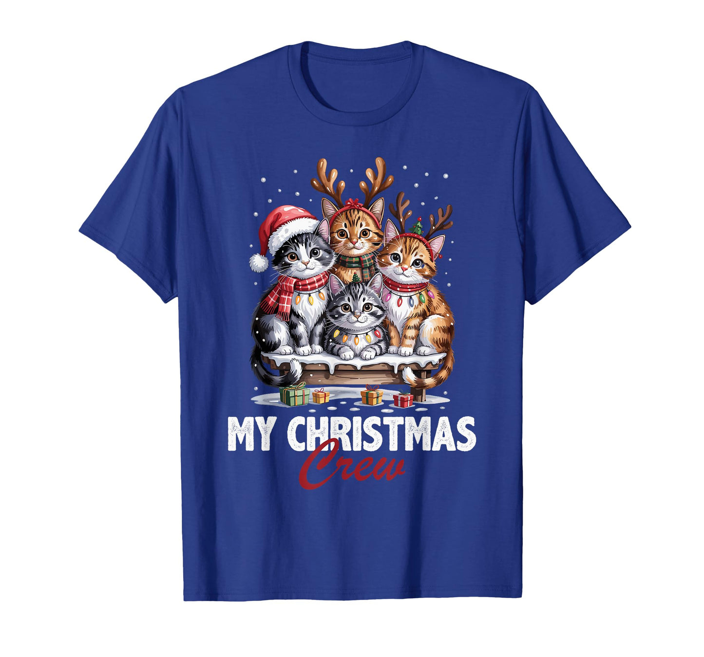 Cat Christmas Crew Cute Pet Lovers Funny Holiday Pajama T-Shirt