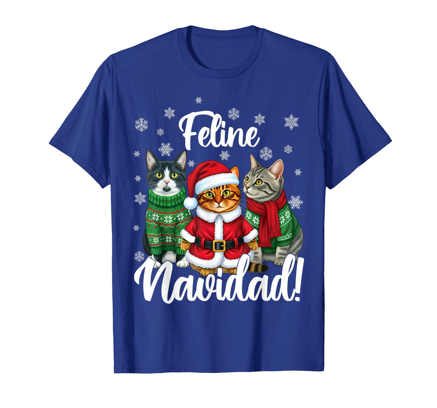 Feline Navidad Funny Cat Merry Christmas Ugly Christmas T-Shirt