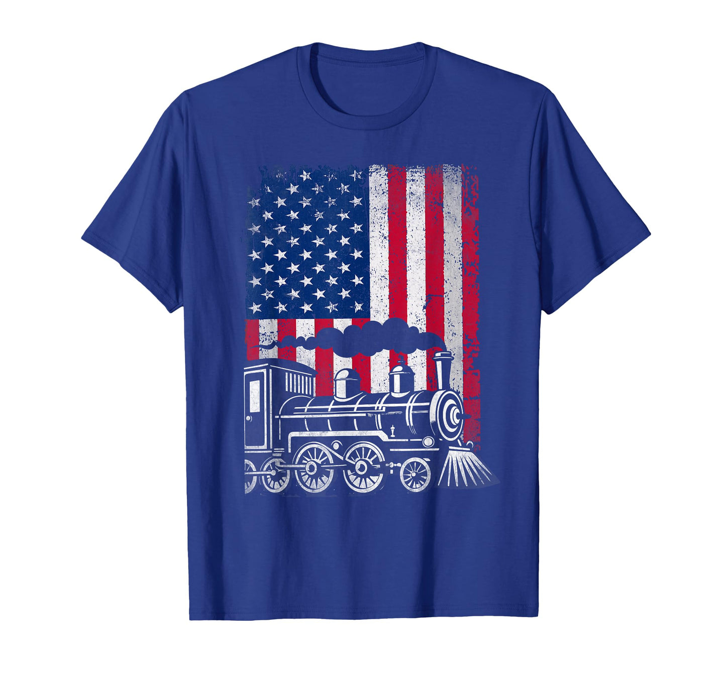 Patriotic Train Locomotive American Flag Railroad Conductor T-Shirt