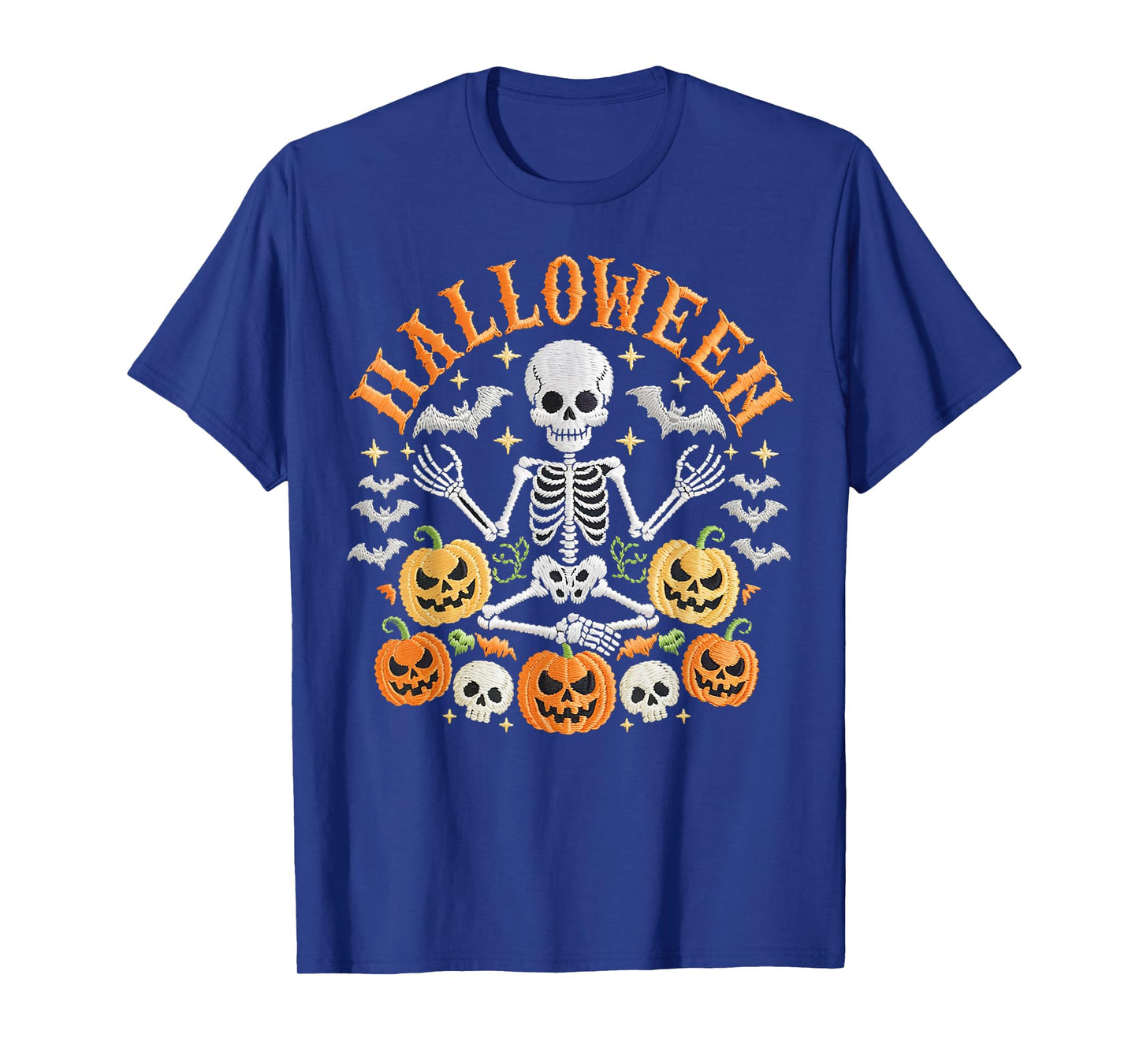 Women Yoga Skeleton Halloween Funny Meditating Skeleton Men T-Shirt
