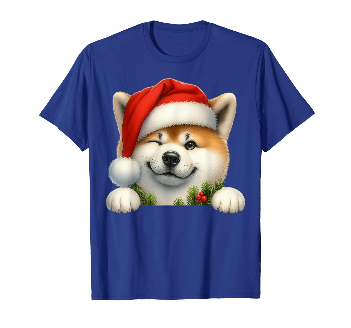 Akita Dog Christmas Santa Hat Dog Mom Dad T-Shirt