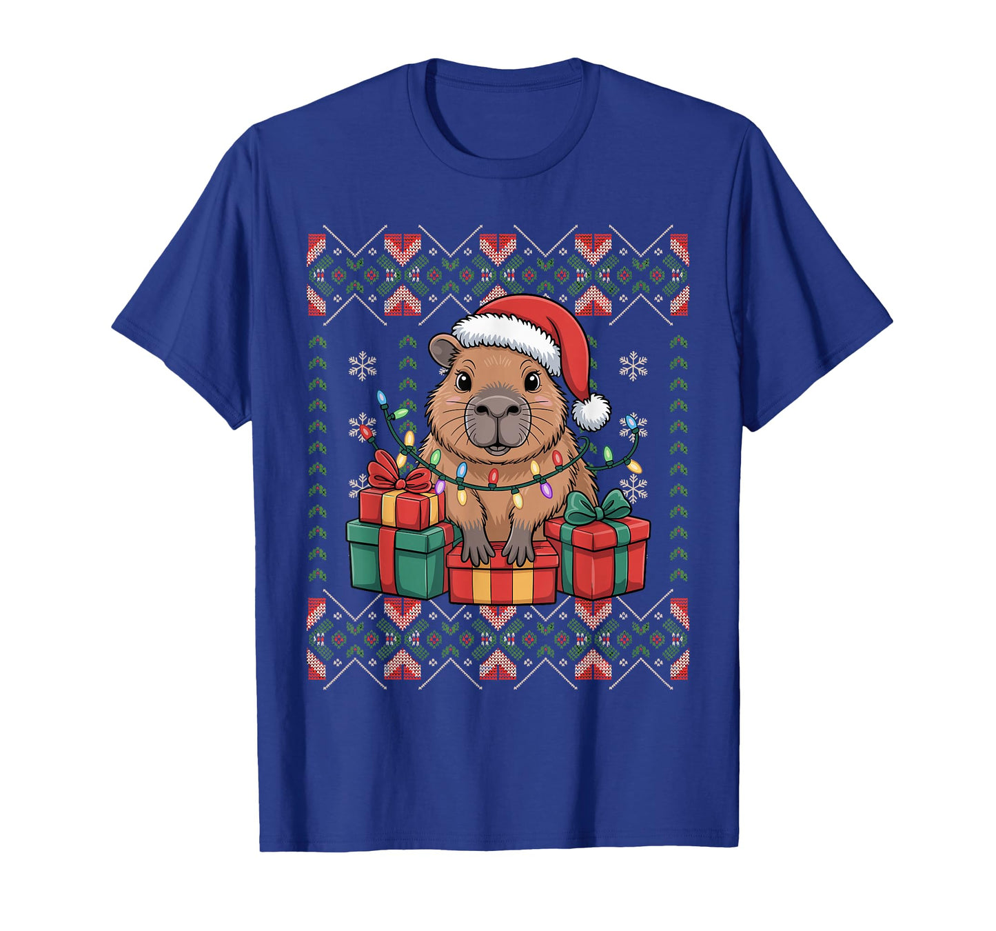 Santa Capybara Christmas Ugly Sweater Funny Holiday Pajamas T-Shirt