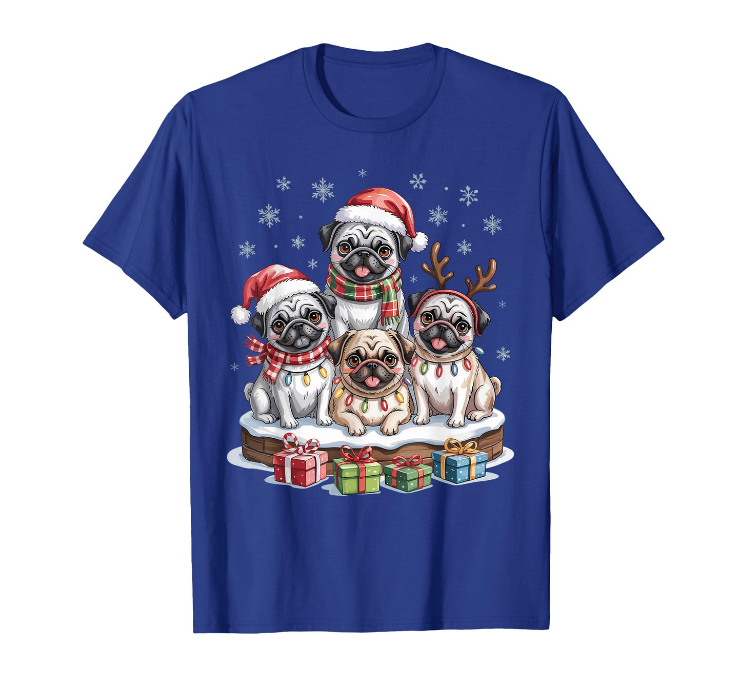 Cute Pug Christmas Puppies Dog Lovers Funny Holiday T-Shirt
