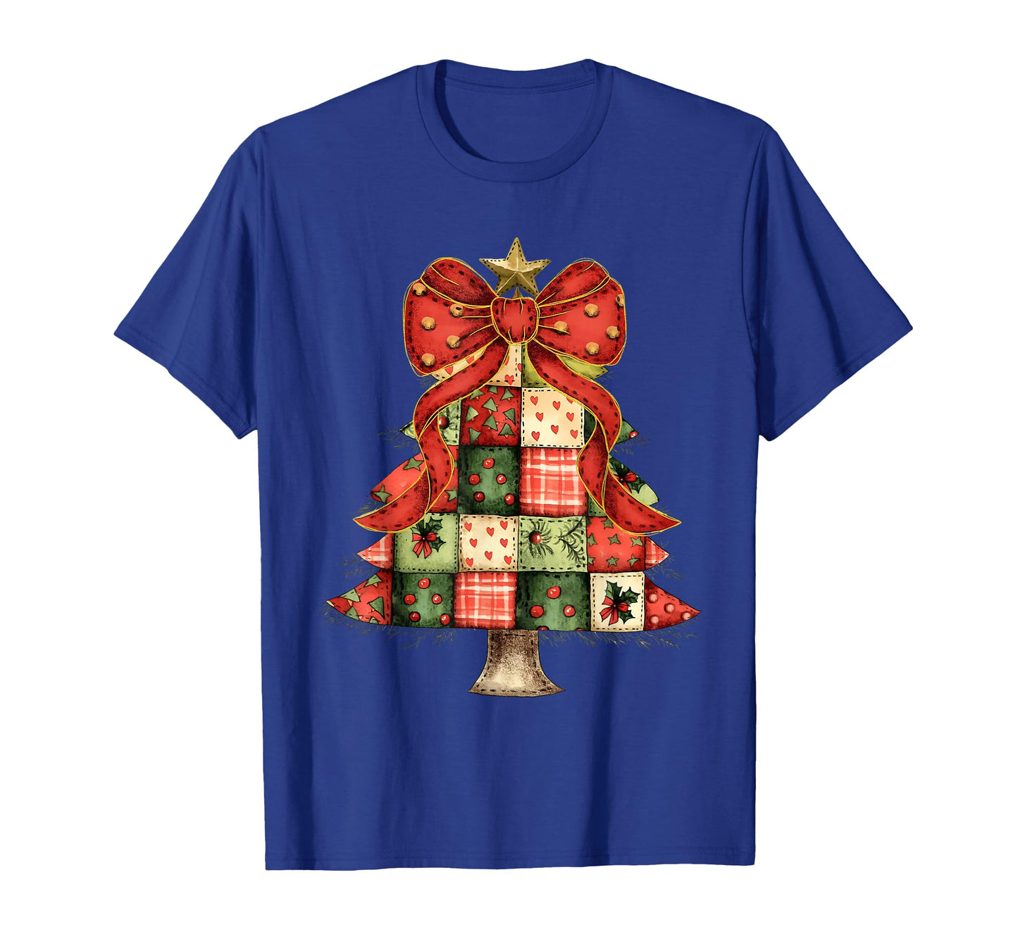 Christmas Tree Patchwork Coquette Bow Xmas Pajamas Holiday T-Shirt