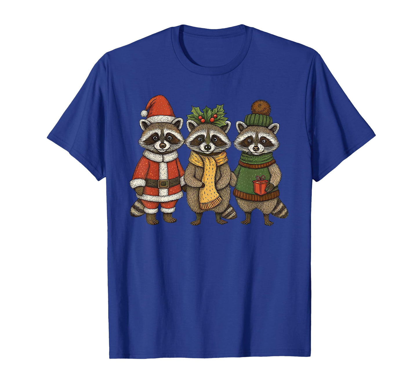 Cute Raccoon Christmas Funny Holiday Santa Claus Animal Gift T-Shirt