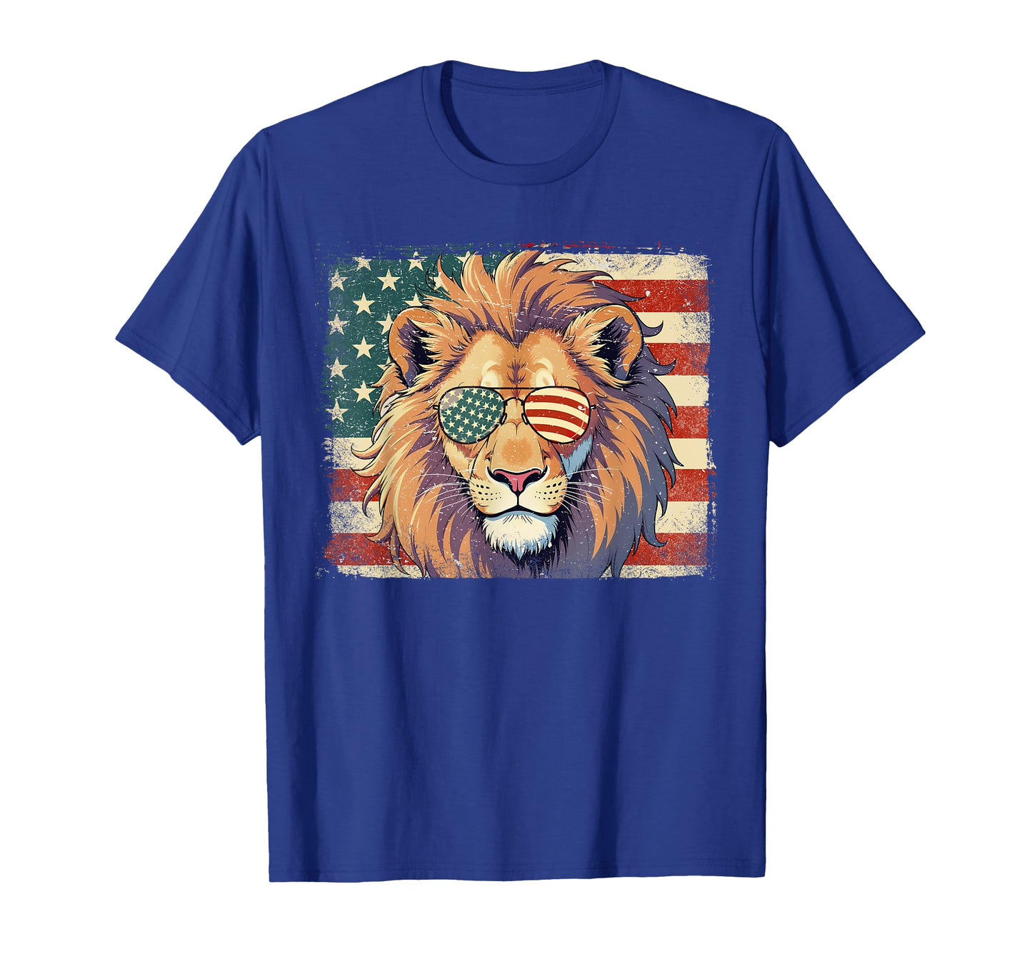 Patriotic Lion Lover USA Flag 4th Of July Funny T-Shirt